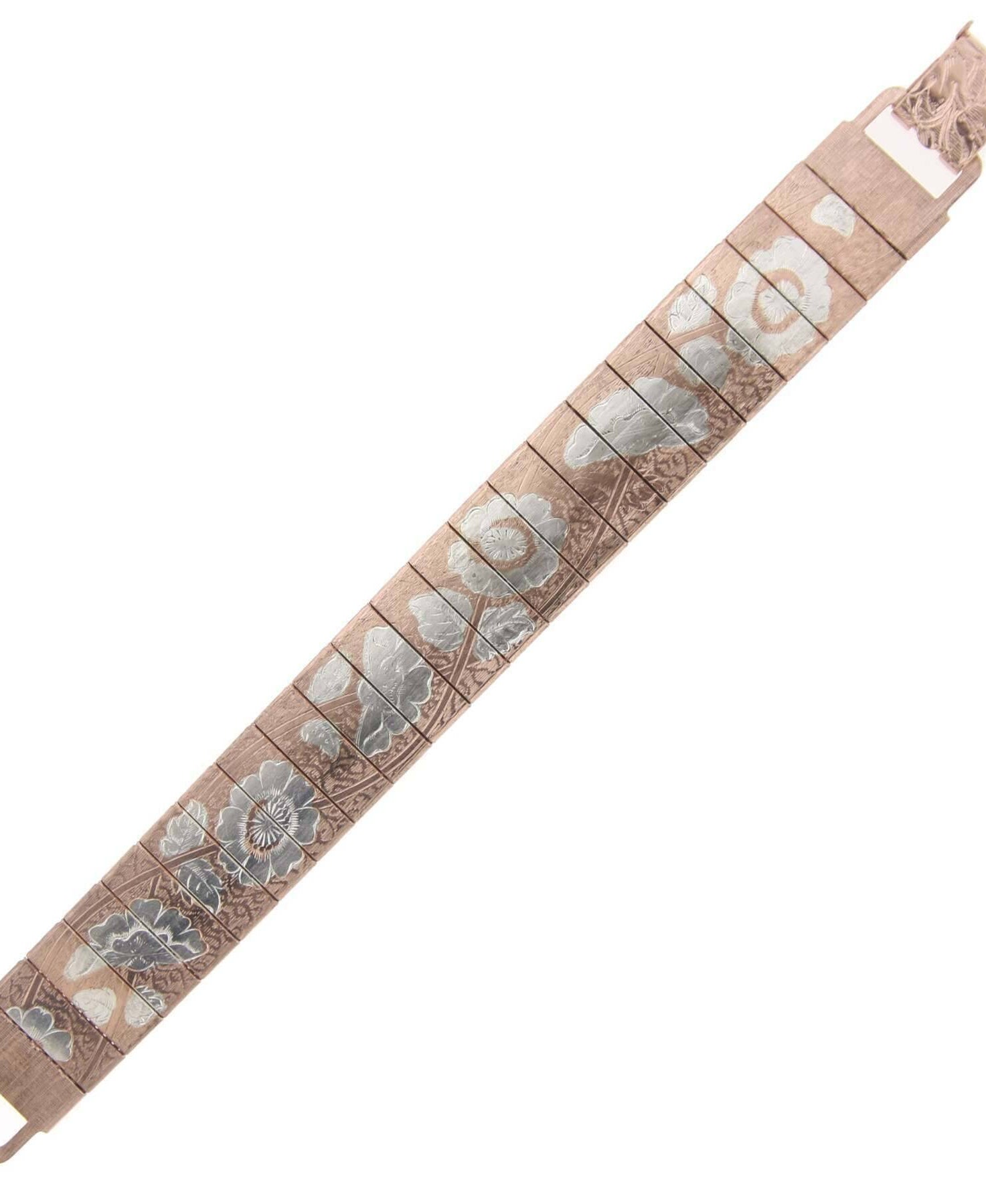 Antiquities Couture Rectangular Link Flower Bracelet