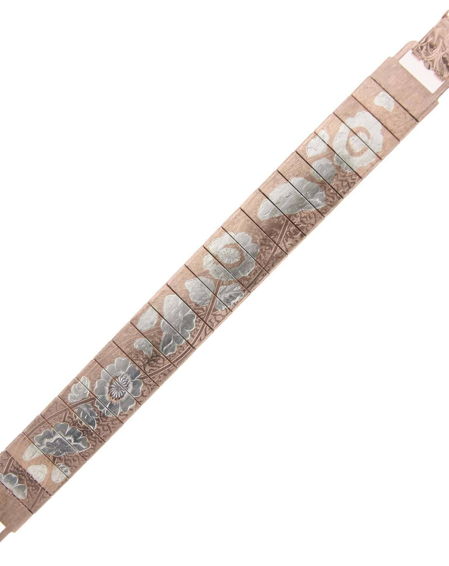 Antiquities Couture Rectangular Link Flower Bracelet