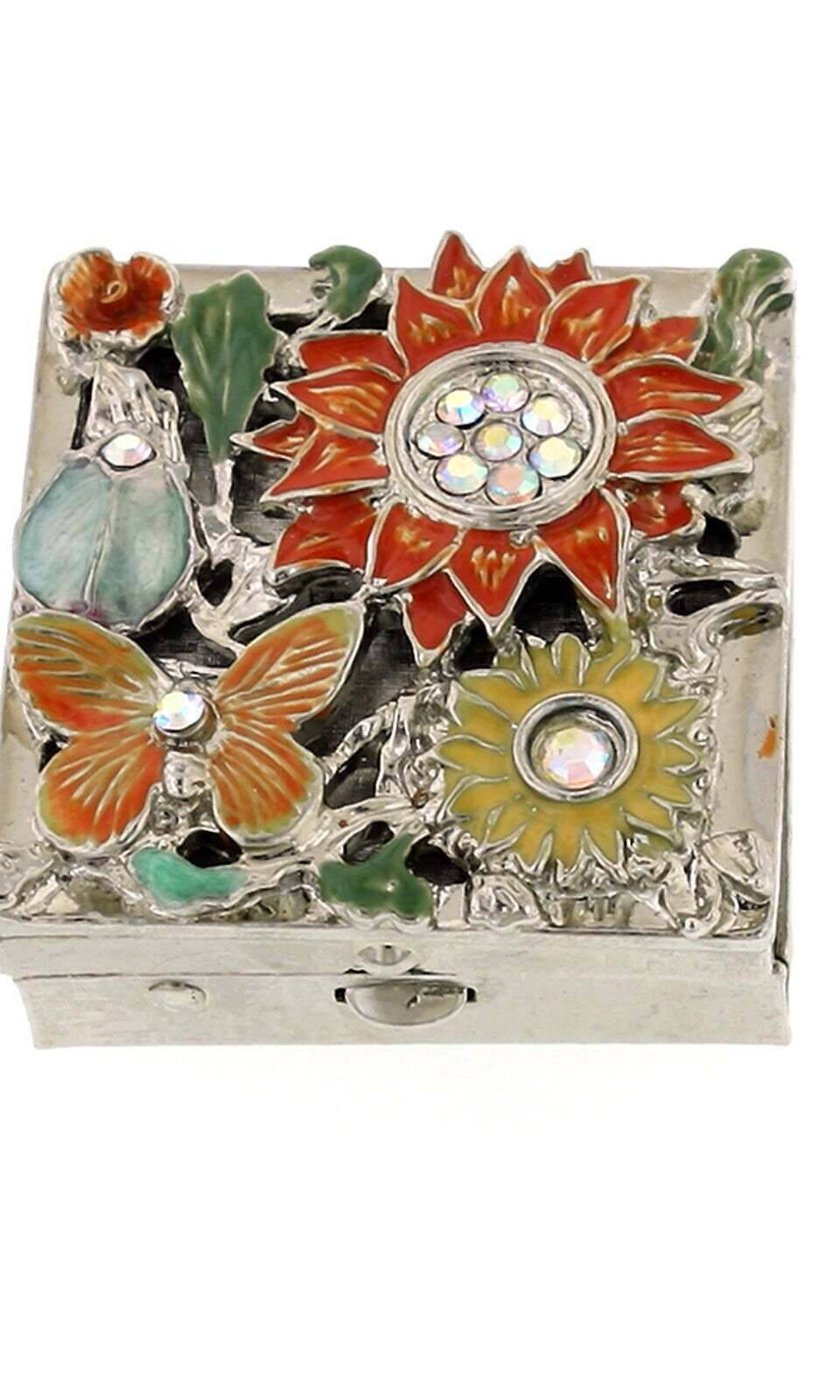 1928 Jewelry Sunburst Garden Crystal Square Pill Box