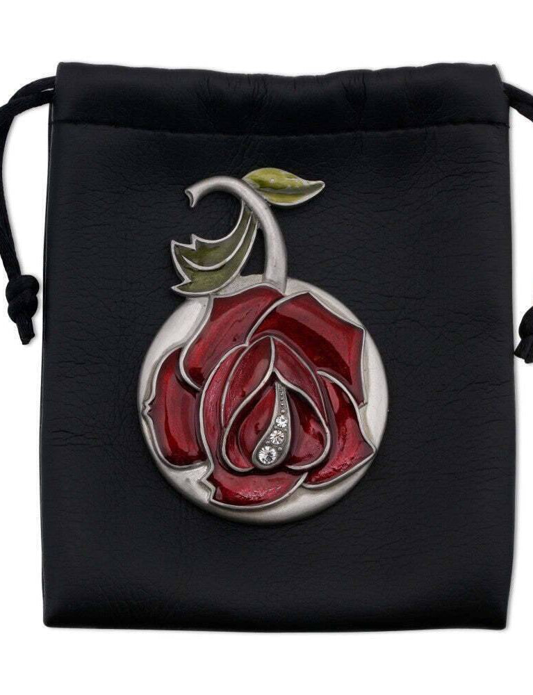 1928 Jewelry Red Rose Vanity Pocket & Purse Mirror