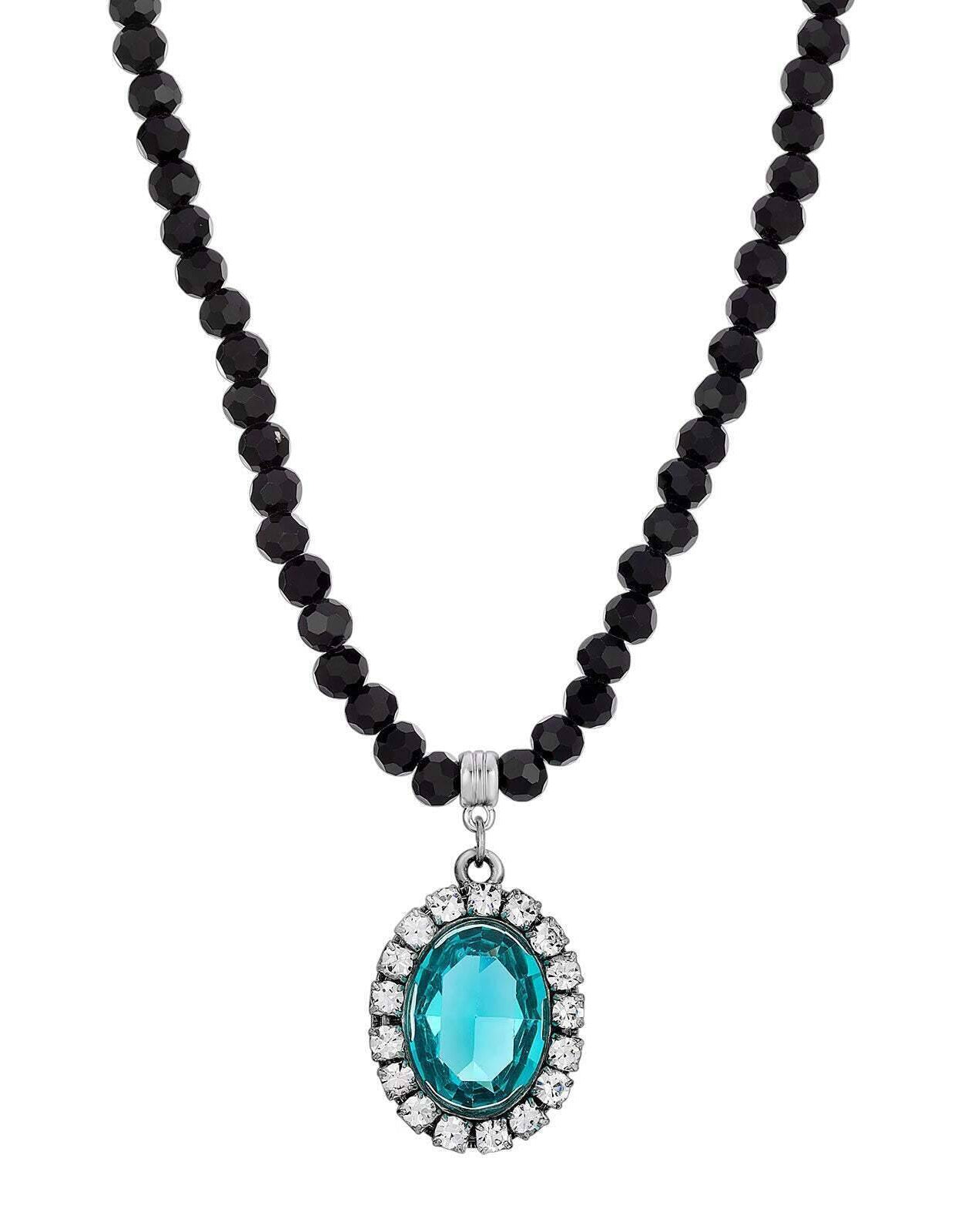 1928 Jewelry Regal Austrian Crystal Pendant Strand Necklace 15" + 3" Extender