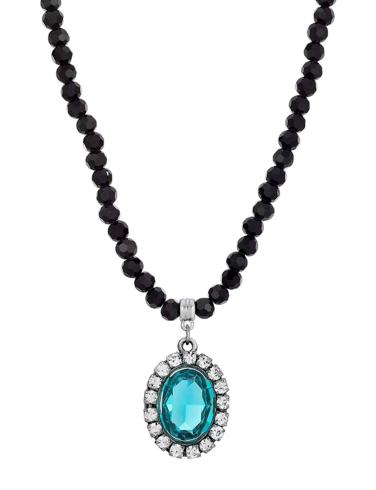 1928 Jewelry Regal Austrian Crystal Pendant Strand Necklace 15" + 3" Extender