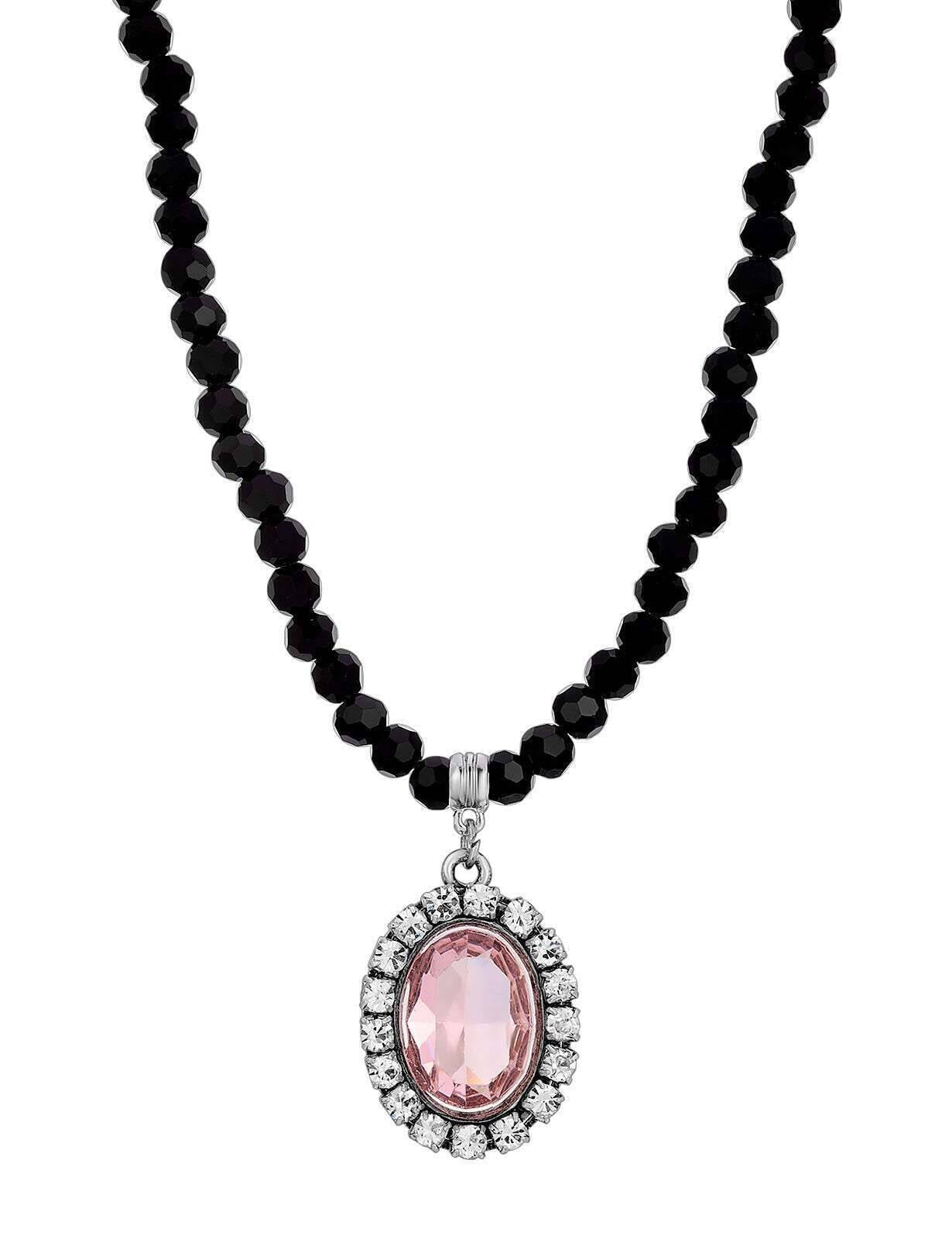 1928 Jewelry Regal Austrian Crystal Pendant Strand Necklace 15" + 3" Extender