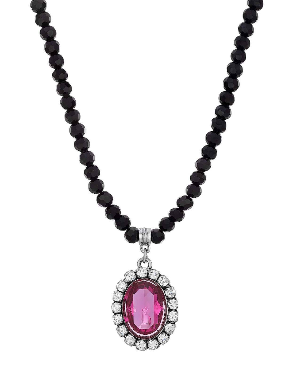 1928 Jewelry Regal Austrian Crystal Pendant Strand Necklace 15" + 3" Extender