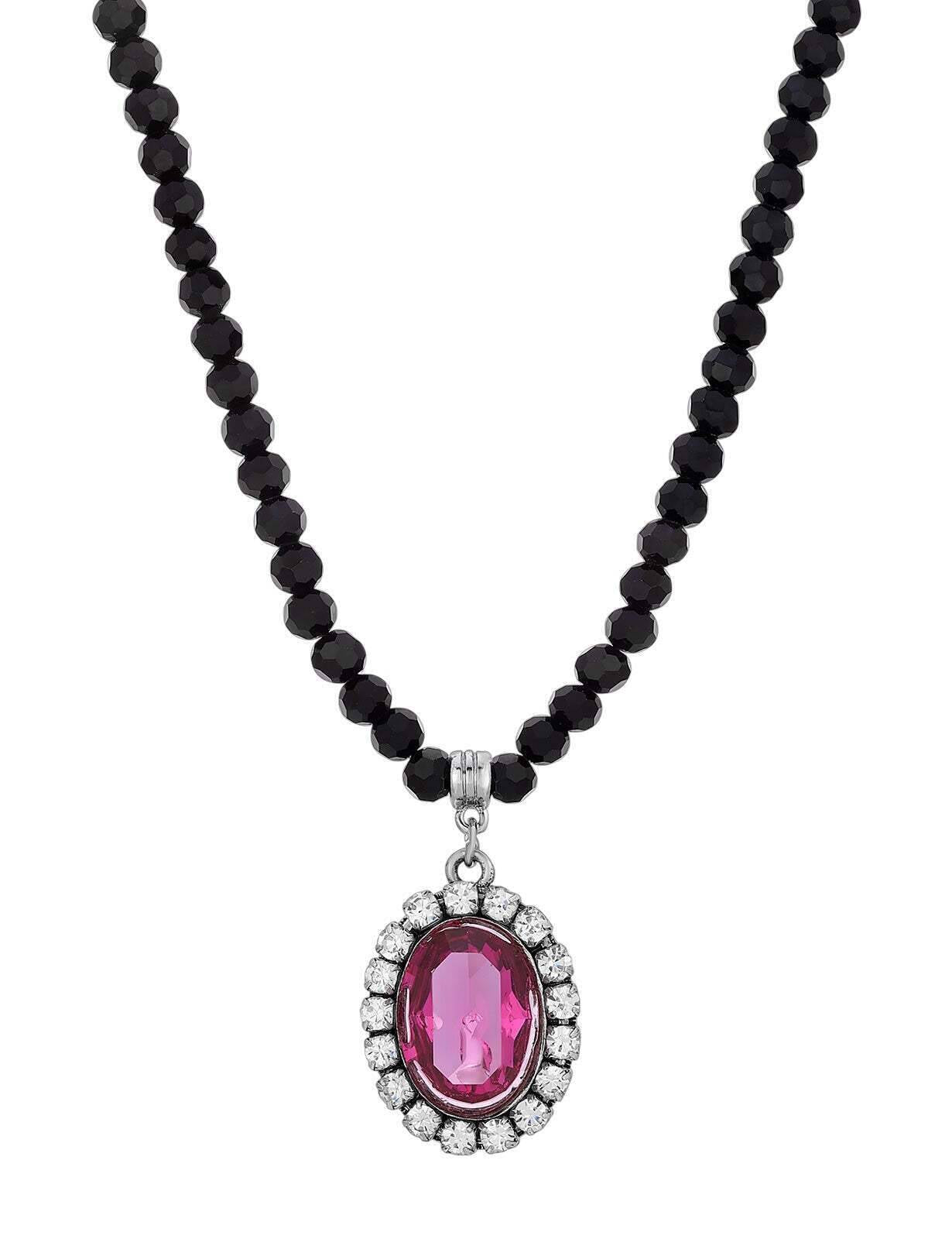 1928 Jewelry Regal Austrian Crystal Pendant Strand Necklace 15" + 3" Extender