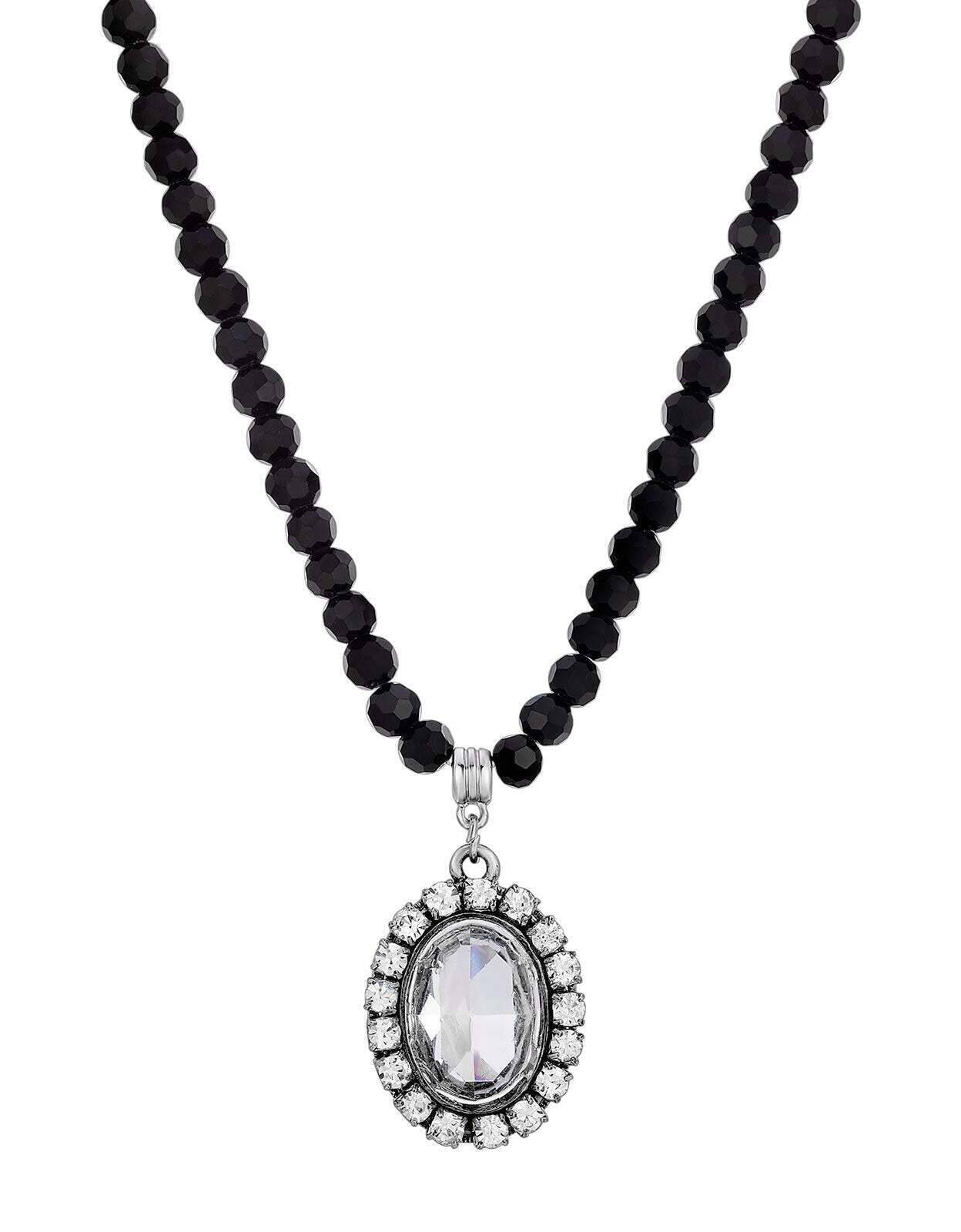 1928 Jewelry Regal Austrian Crystal Pendant Strand Necklace 15" + 3" Extender