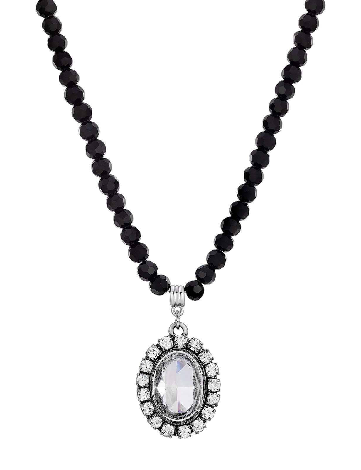 1928 Jewelry Regal Austrian Crystal Pendant Strand Necklace 15" + 3" Extender