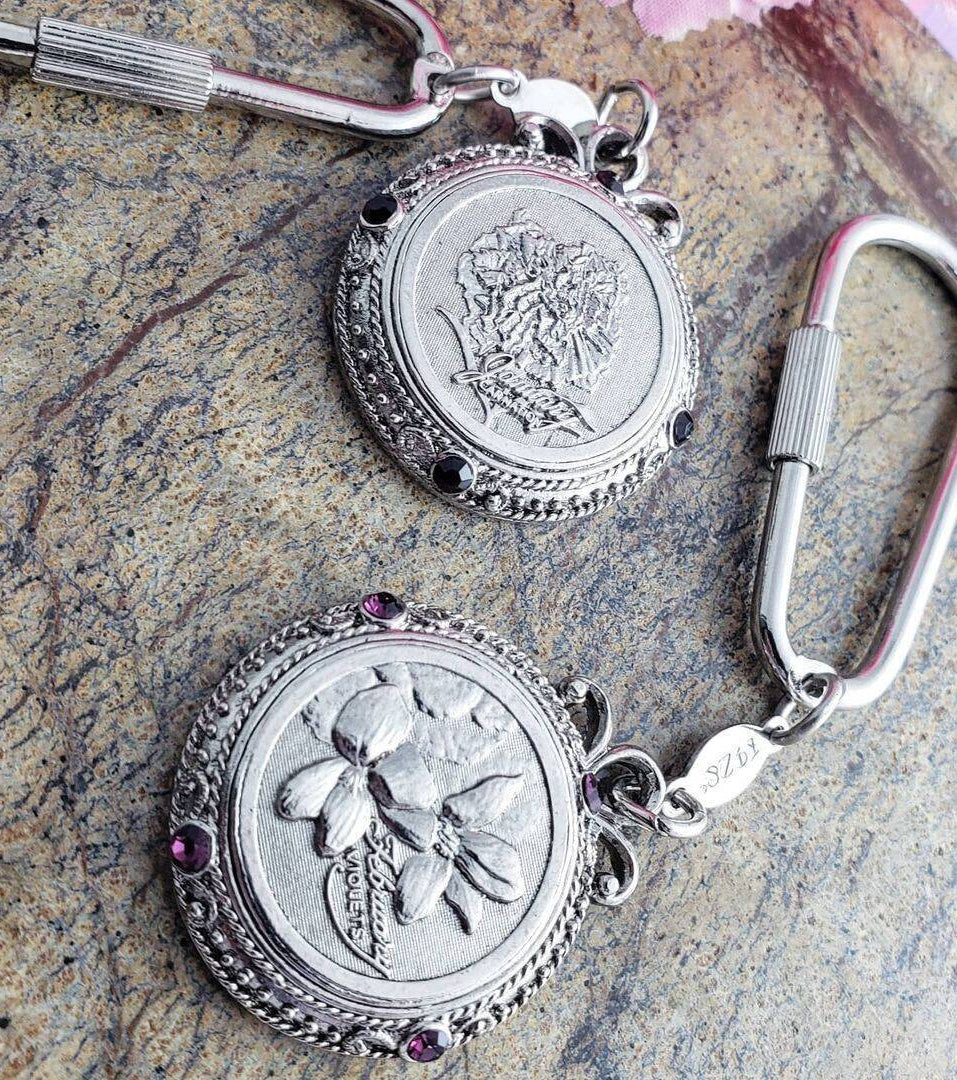 1928 Jewelry Crystal Flower of The Month Carabiner Key Chain