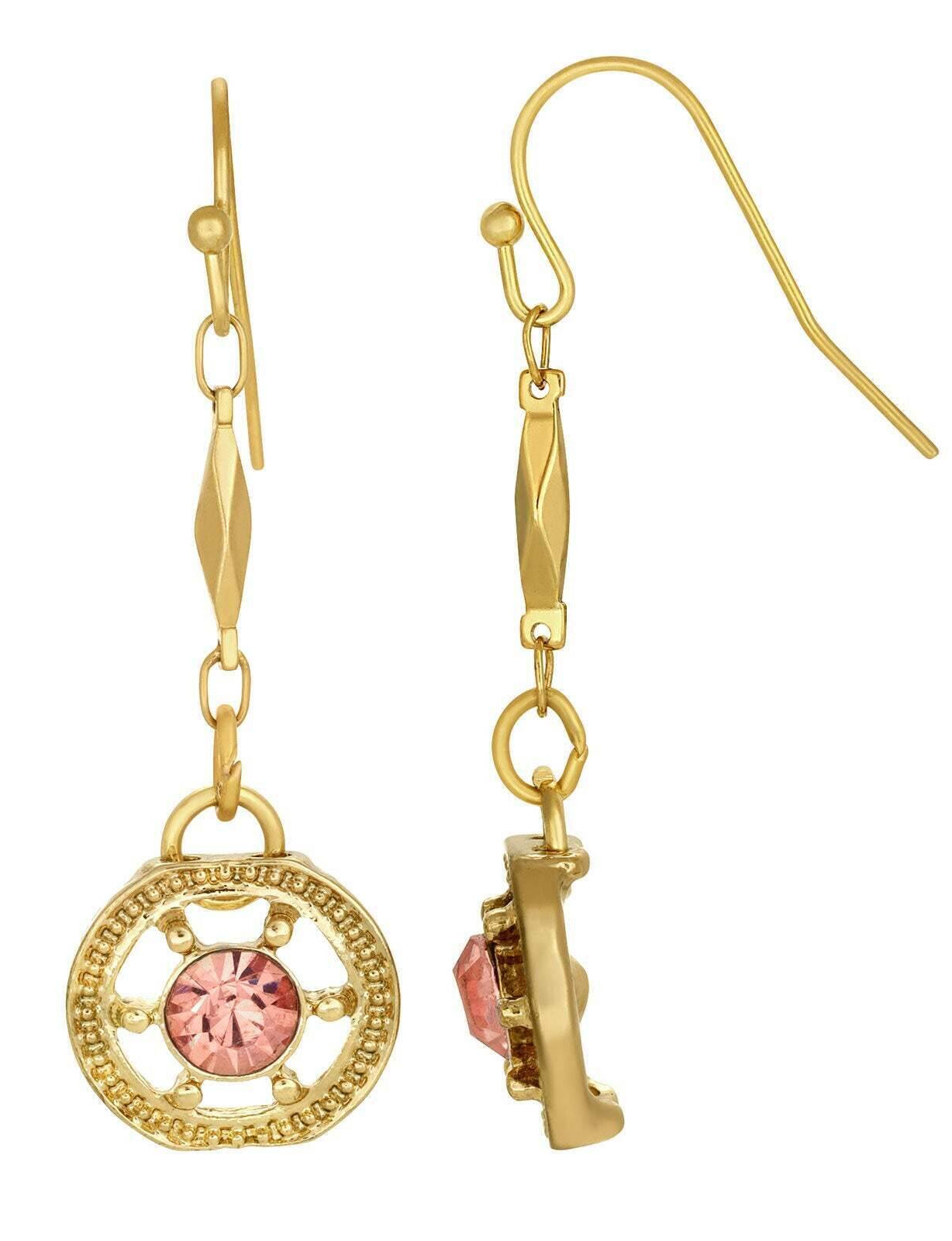 1928 Jewelry Round Ornate Crystal Drop Earrings