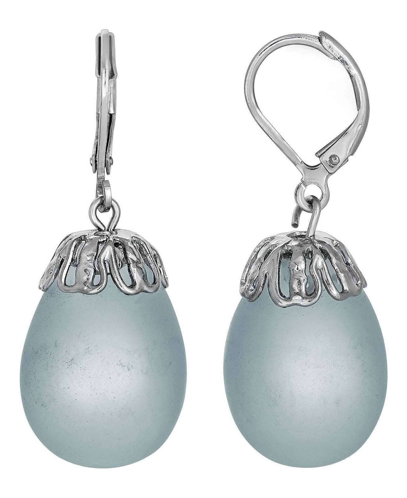 1928 Jewelry Frosted Glass Egg Drop Earrings
