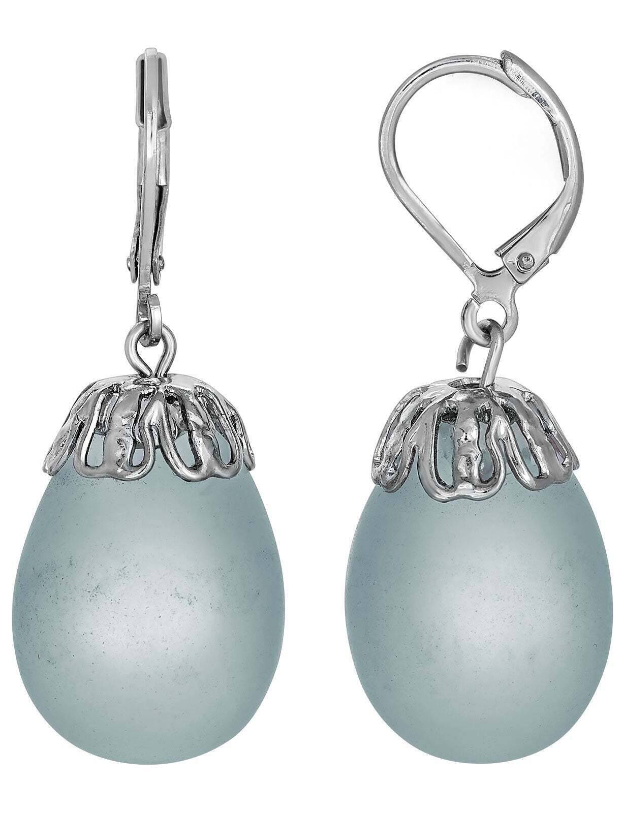 1928 Jewelry Frosted Glass Egg Drop Earrings