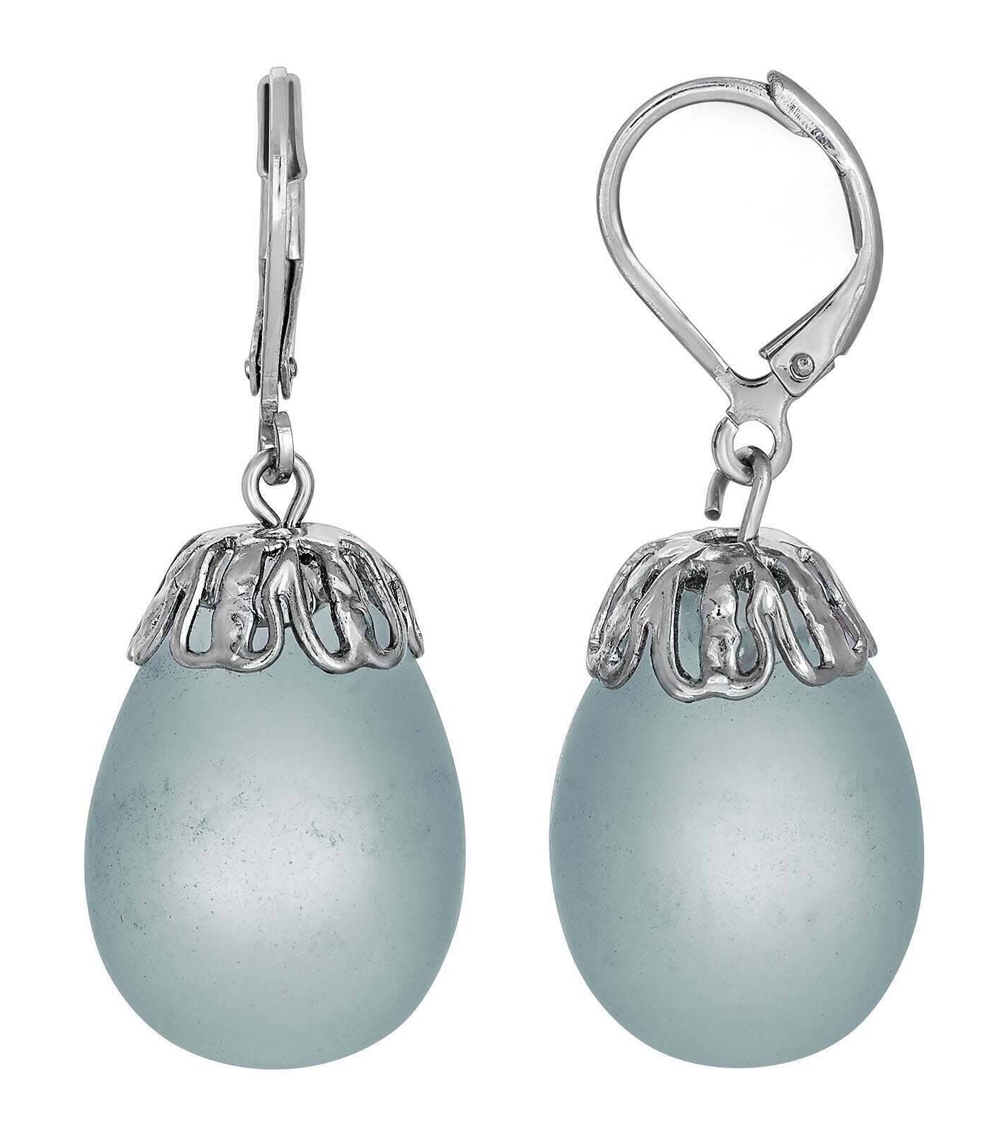 1928 Jewelry Frosted Glass Egg Drop Earrings