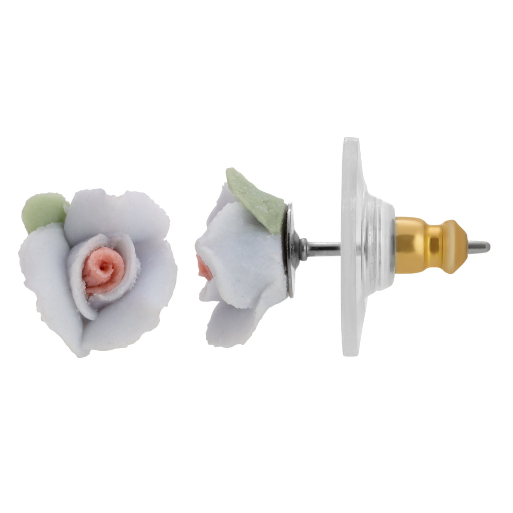 Sweet Rose Porcelain Rose Stud Earrings
