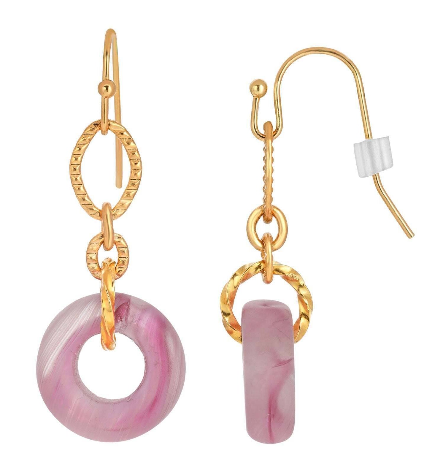 1928 Jewelry Circle Glass Bead Link Fish Hook Earrings