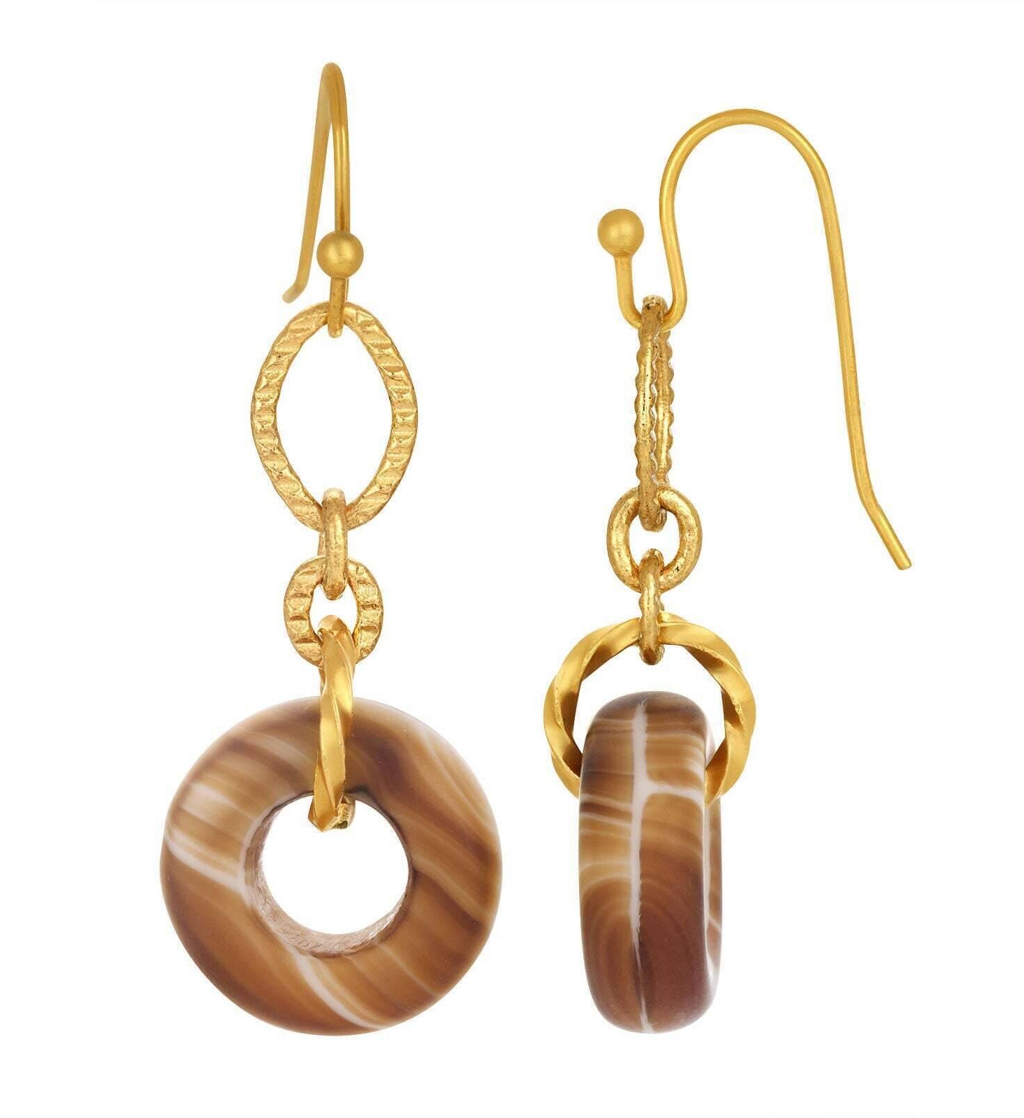 1928 Jewelry Circle Glass Bead Link Fish Hook Earrings