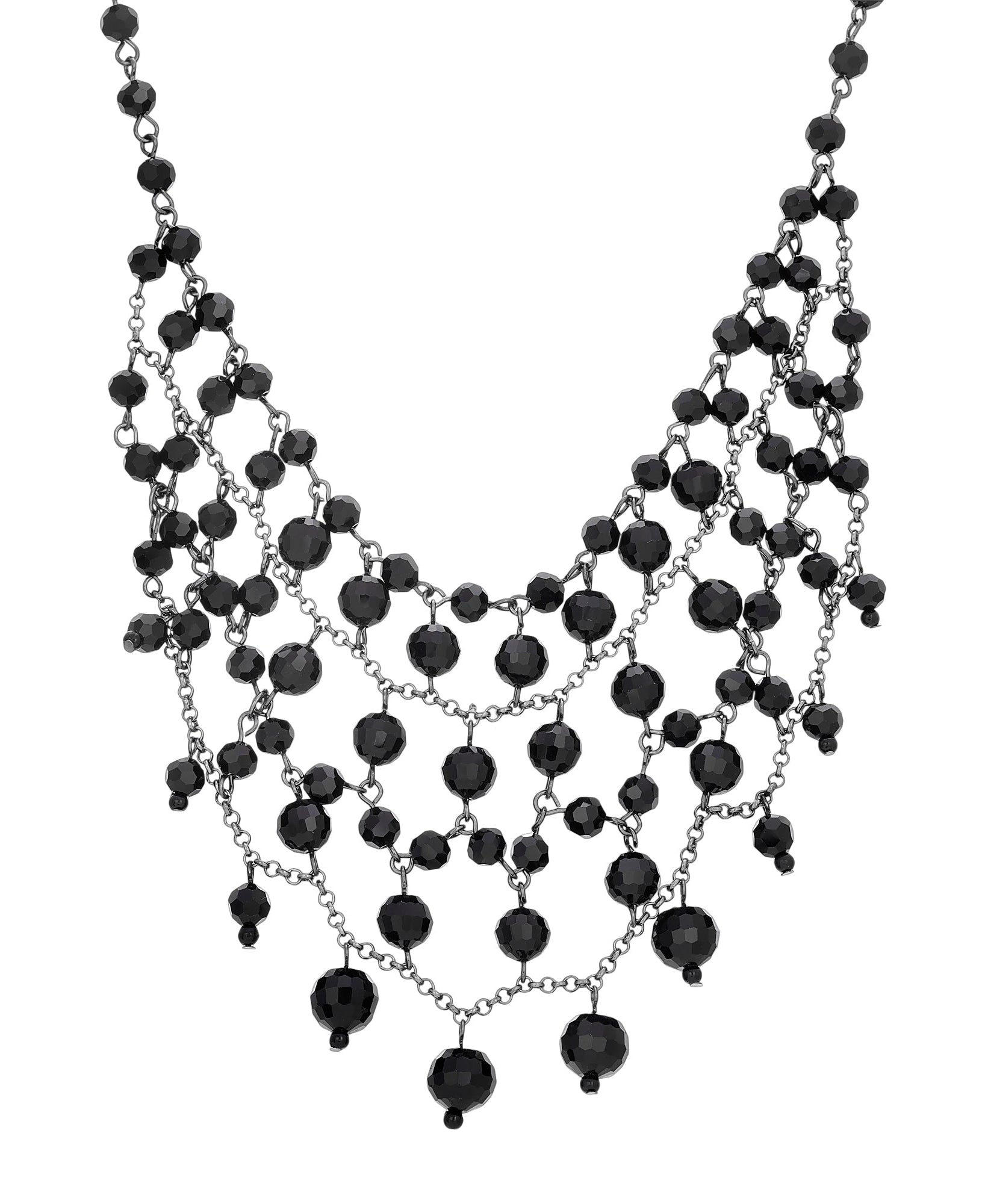 1928 Jewelry Glam Multi Layered Beaded Bib Necklace 13"