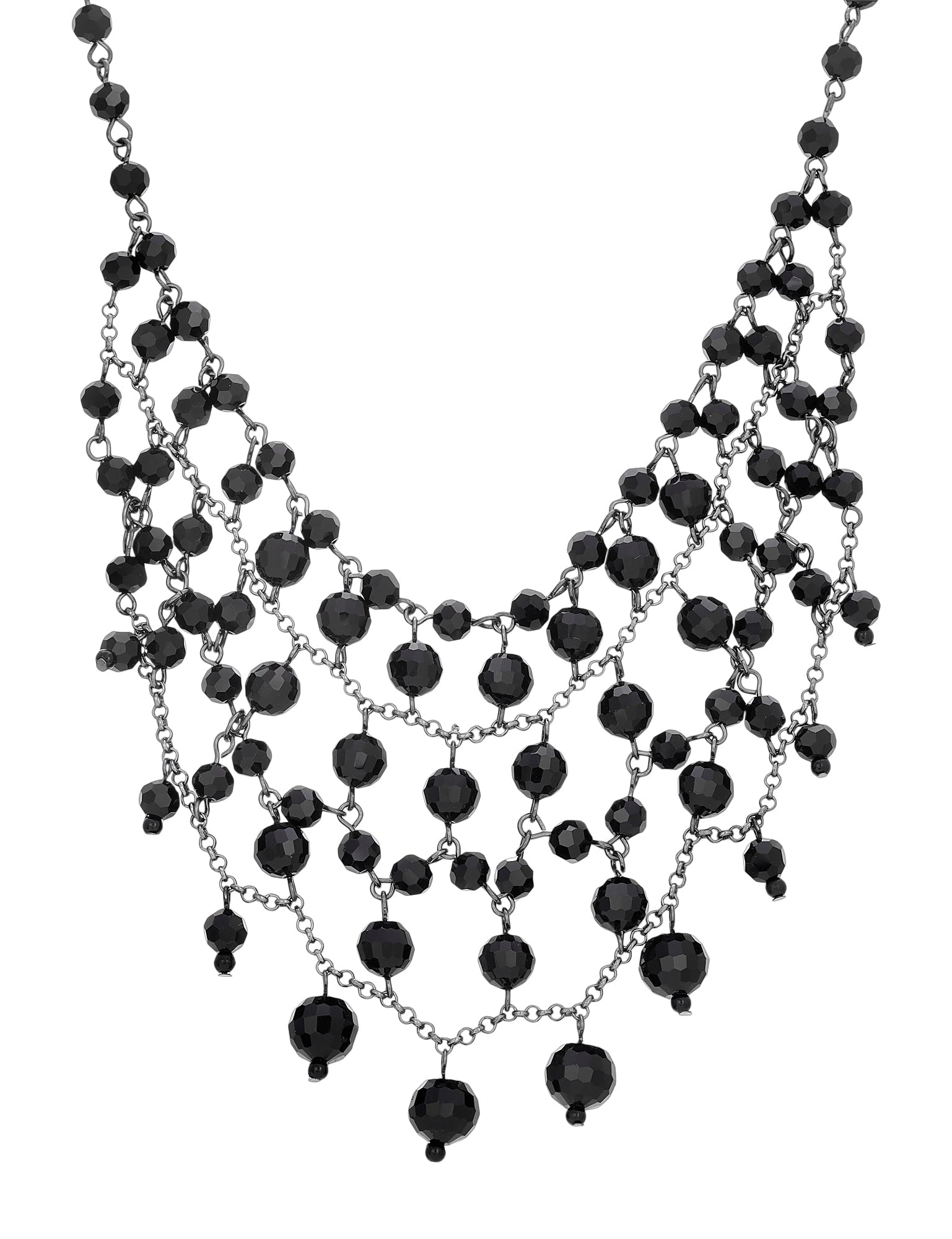 1928 Jewelry Glam Multi Layered Beaded Bib Necklace 13"