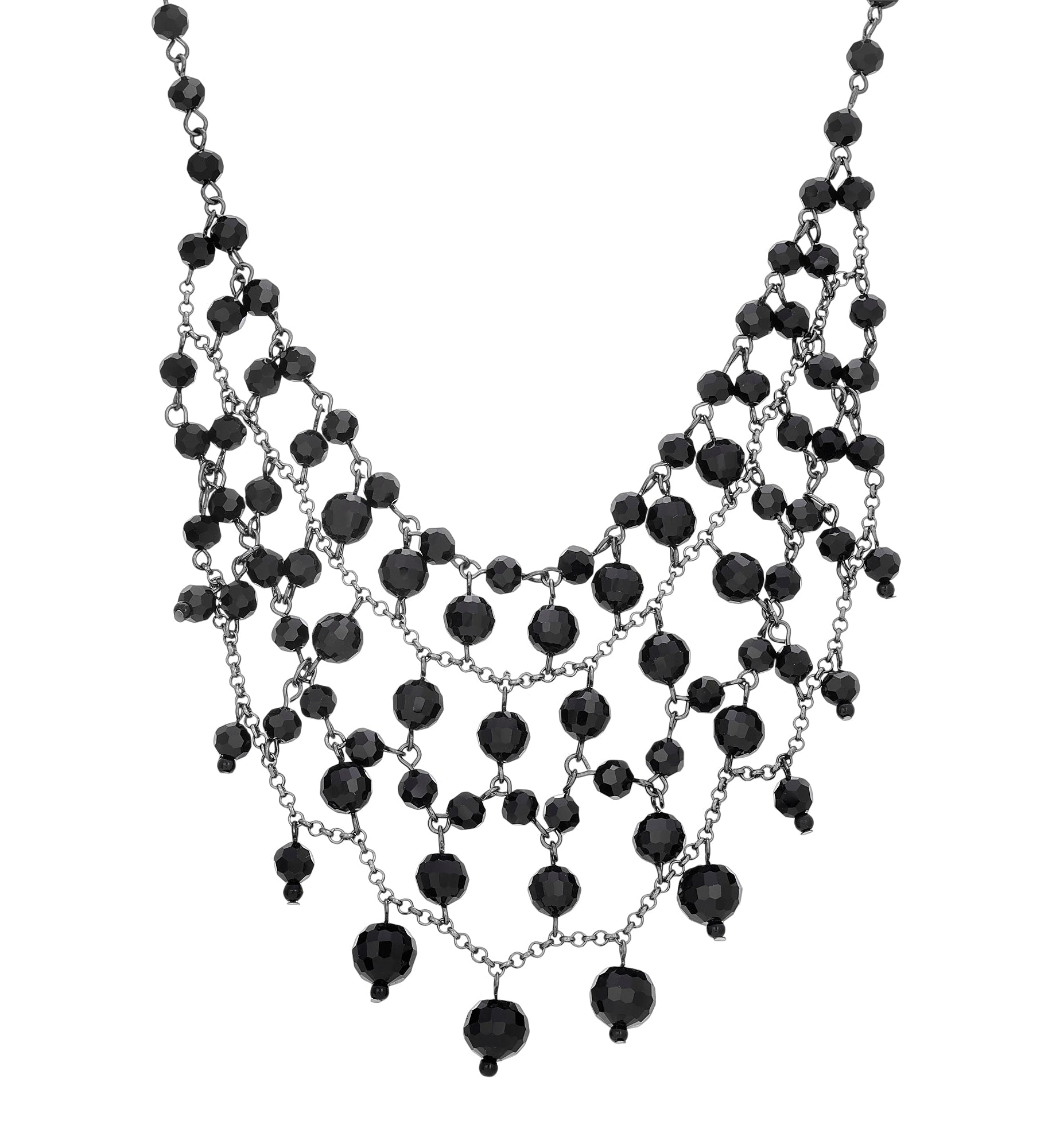 1928 Jewelry Glam Multi Layered Beaded Bib Necklace 13"