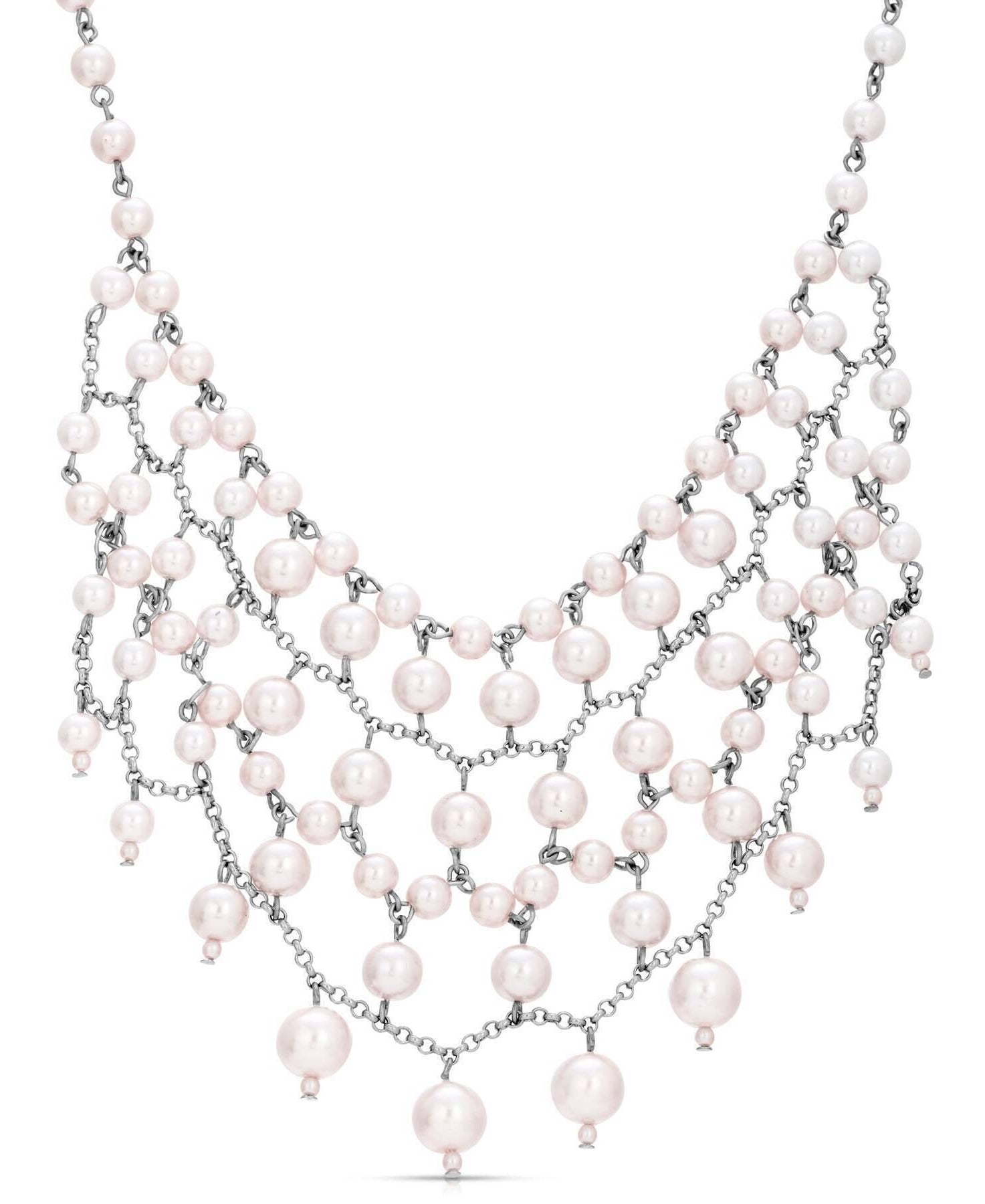 1928 Jewelry Glam Multi Layered Beaded Bib Necklace 13"