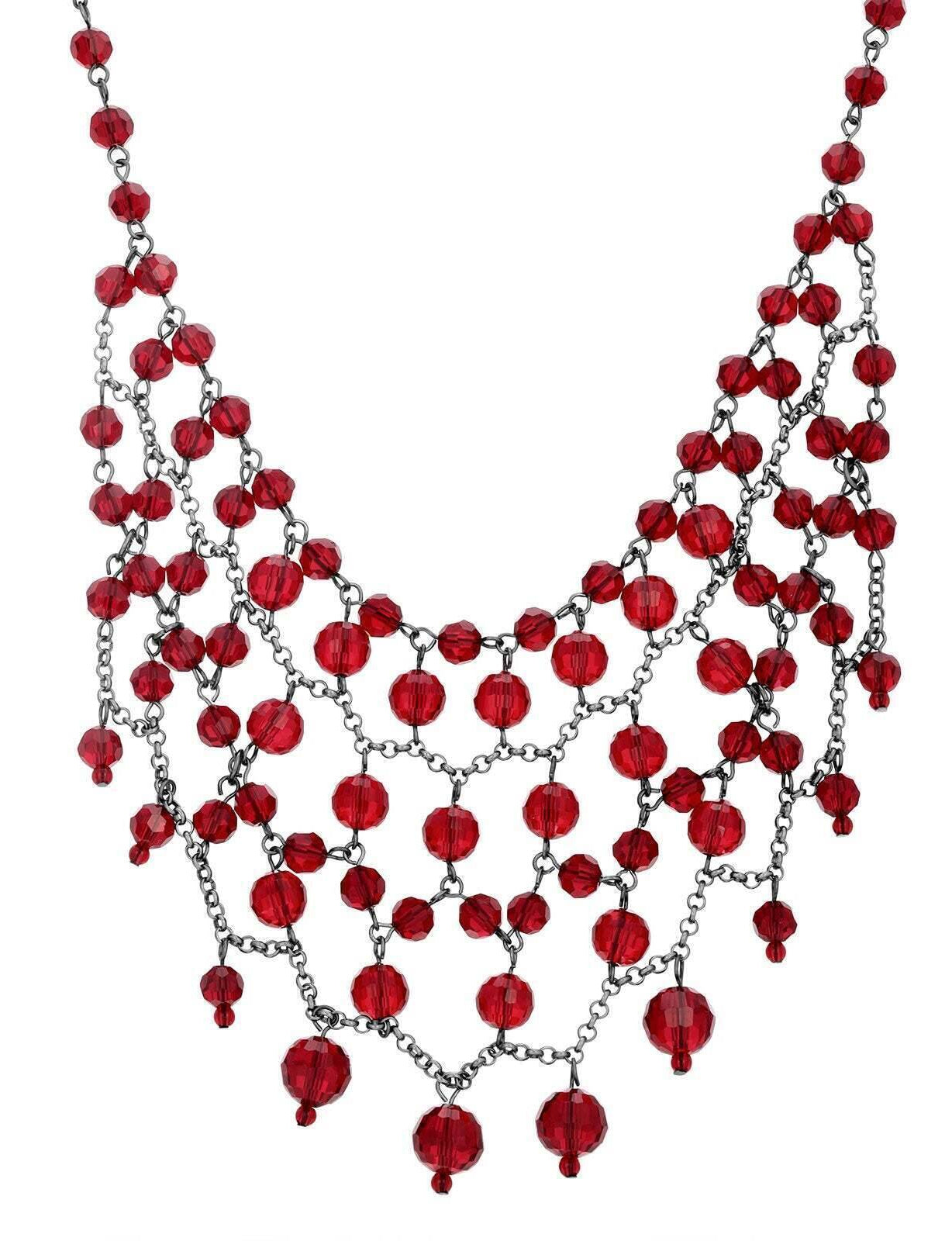 1928 Jewelry Glam Multi Layered Beaded Bib Necklace 13"