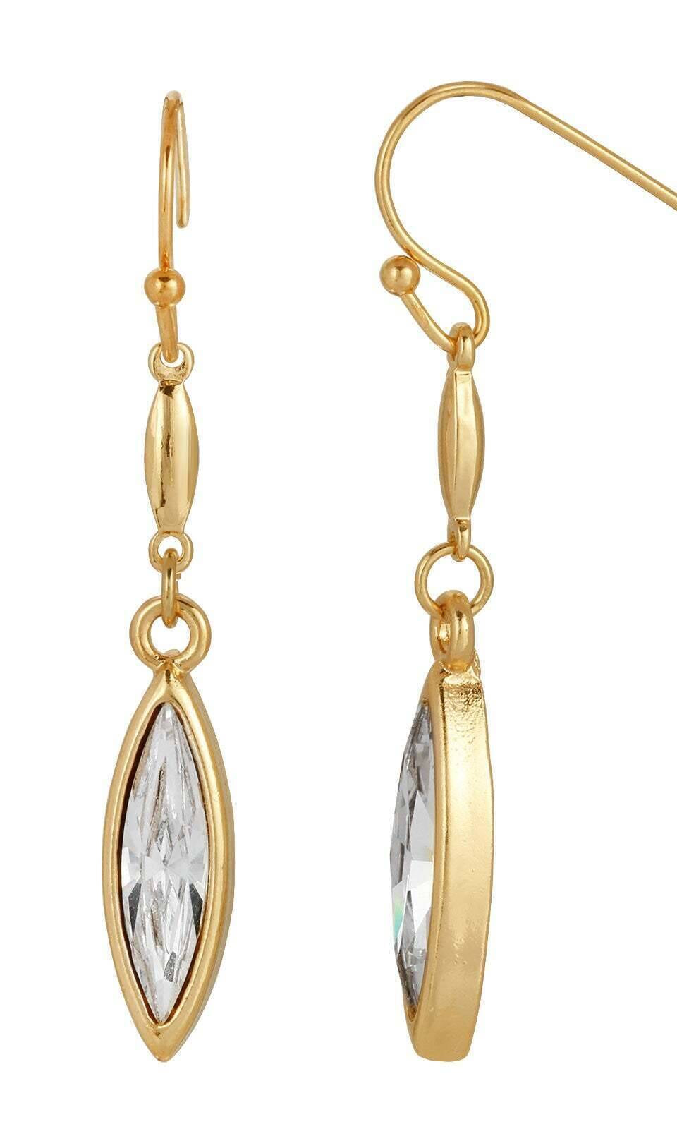 1928 Jewelry Classic Navette Crystal Wire Drop Earrings