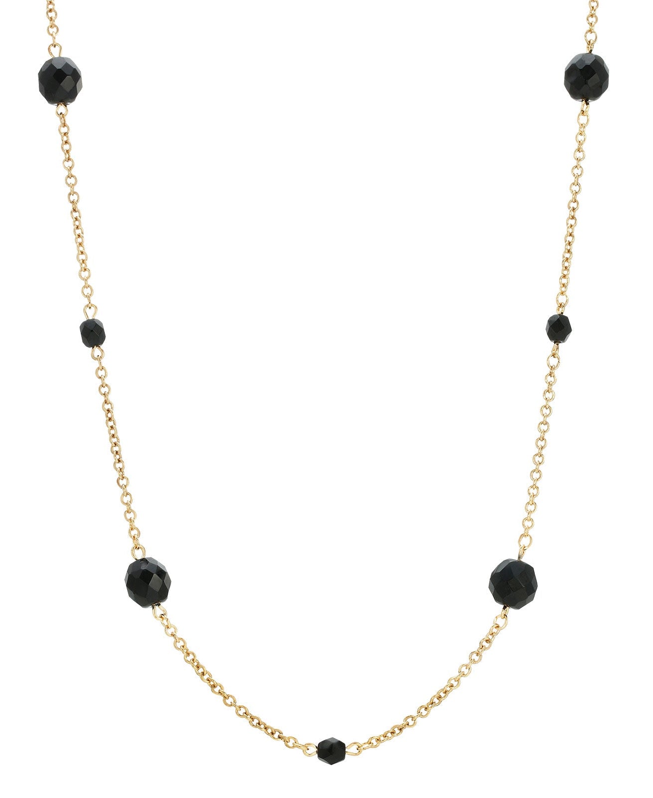 1928 Jewelry Minuit Black Glass Beaded Link Necklace 17"