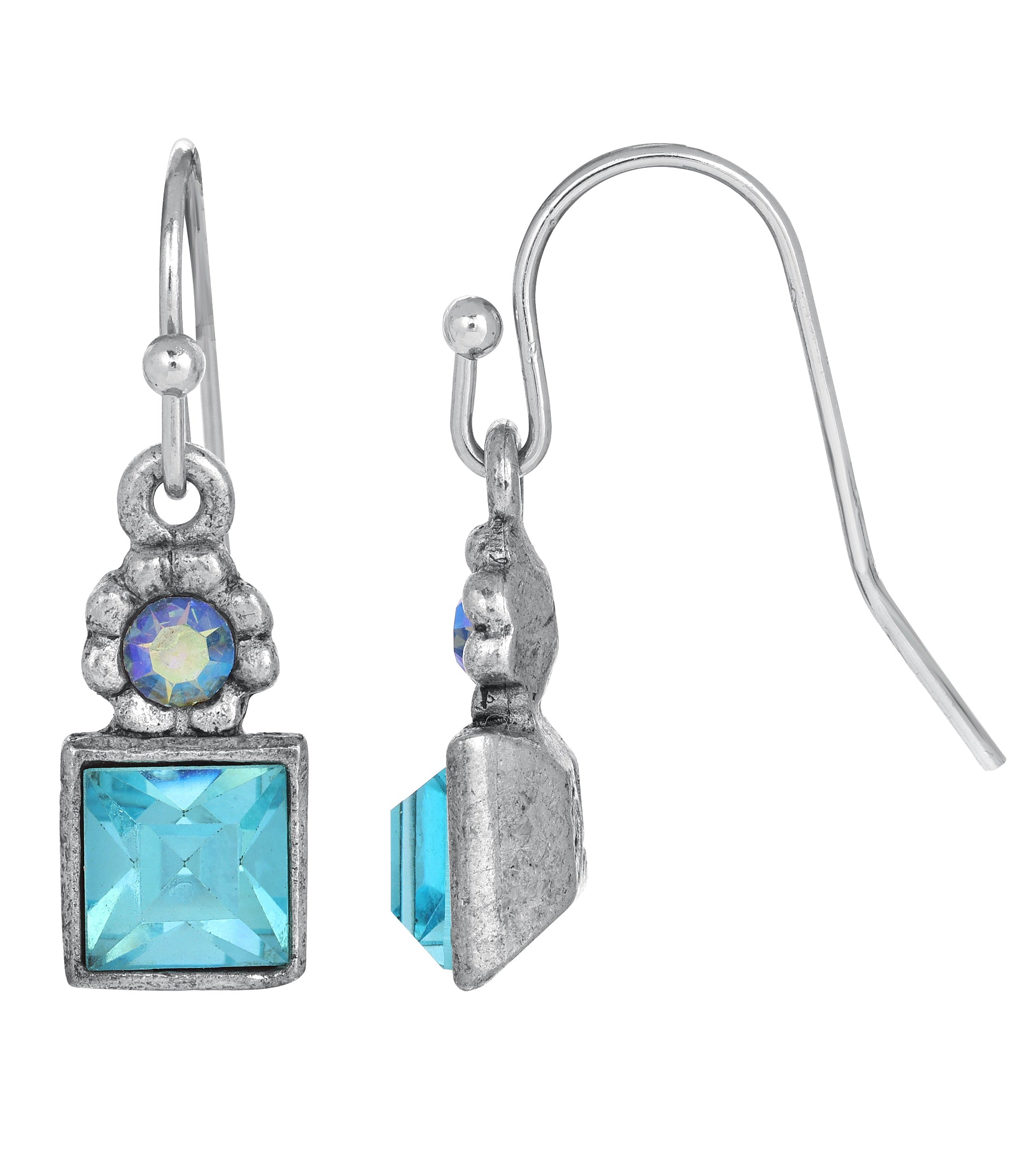 1928 Jewelry Round And Square Sparkling Crystal Drop Earrings