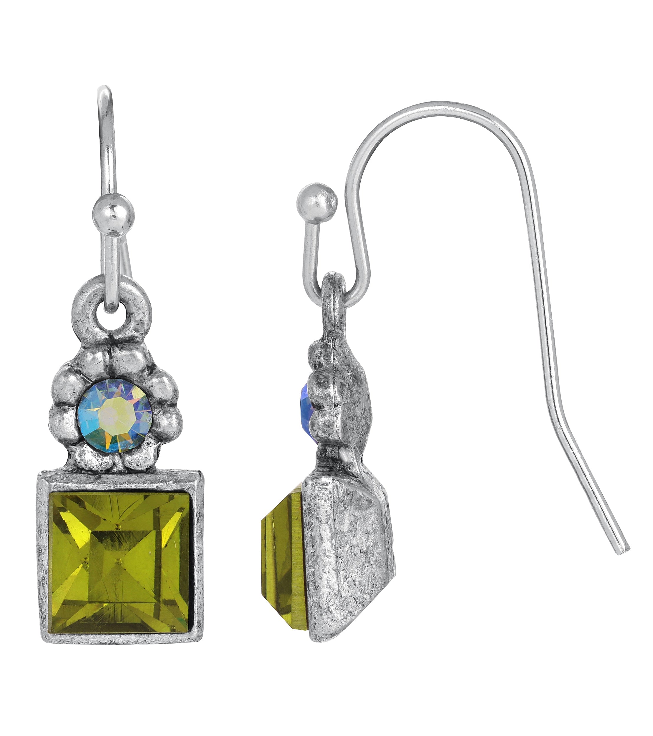 1928 Jewelry Round And Square Sparkling Crystal Drop Earrings