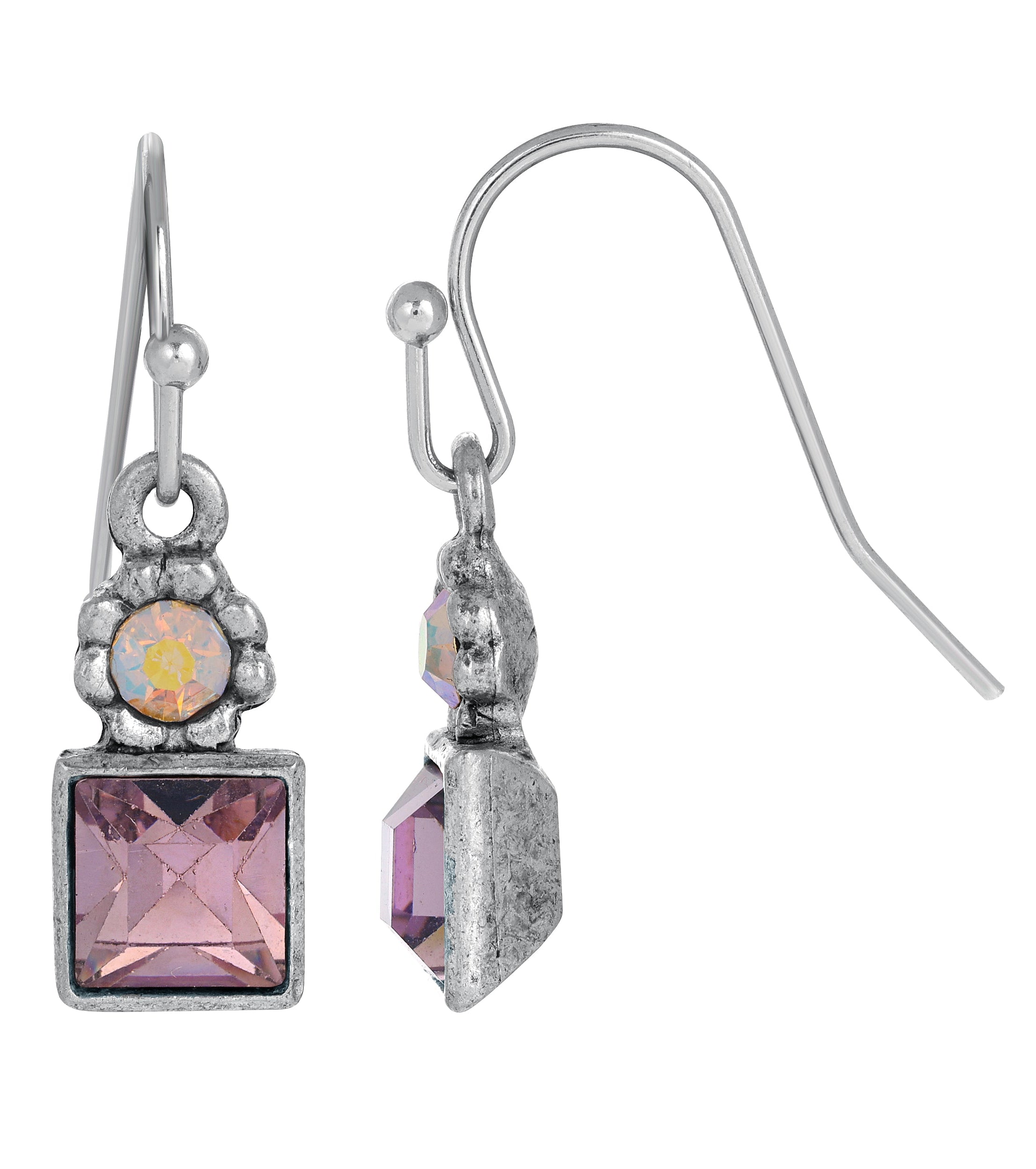 1928 Jewelry Round And Square Sparkling Crystal Drop Earrings