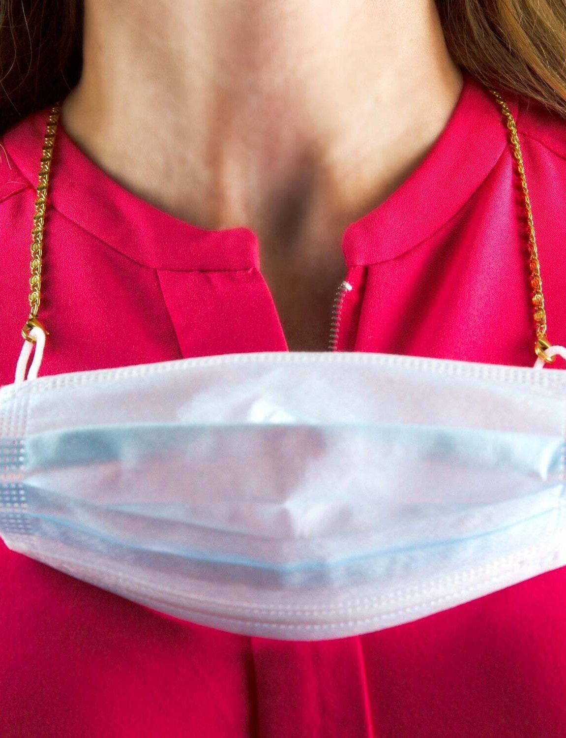 1928 Jewelry Classy Link Face Mask Chain Holder 22 Inch