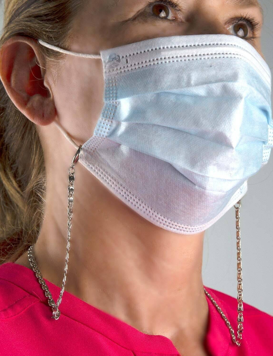 1928 Jewelry Classy Link Face Mask Chain Holder 22 Inch