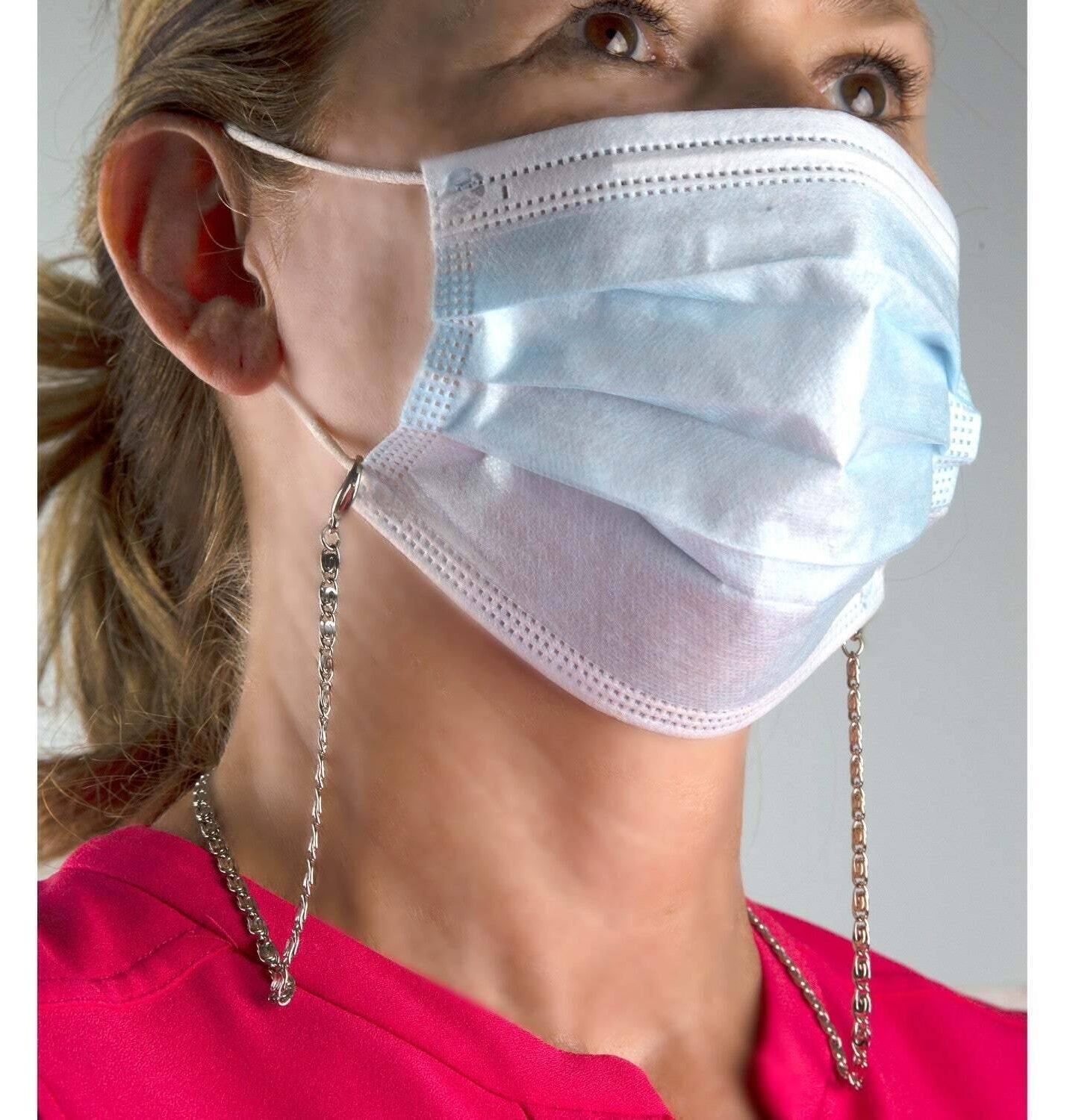 1928 Jewelry Classy Link Face Mask Chain Holder 22 Inch