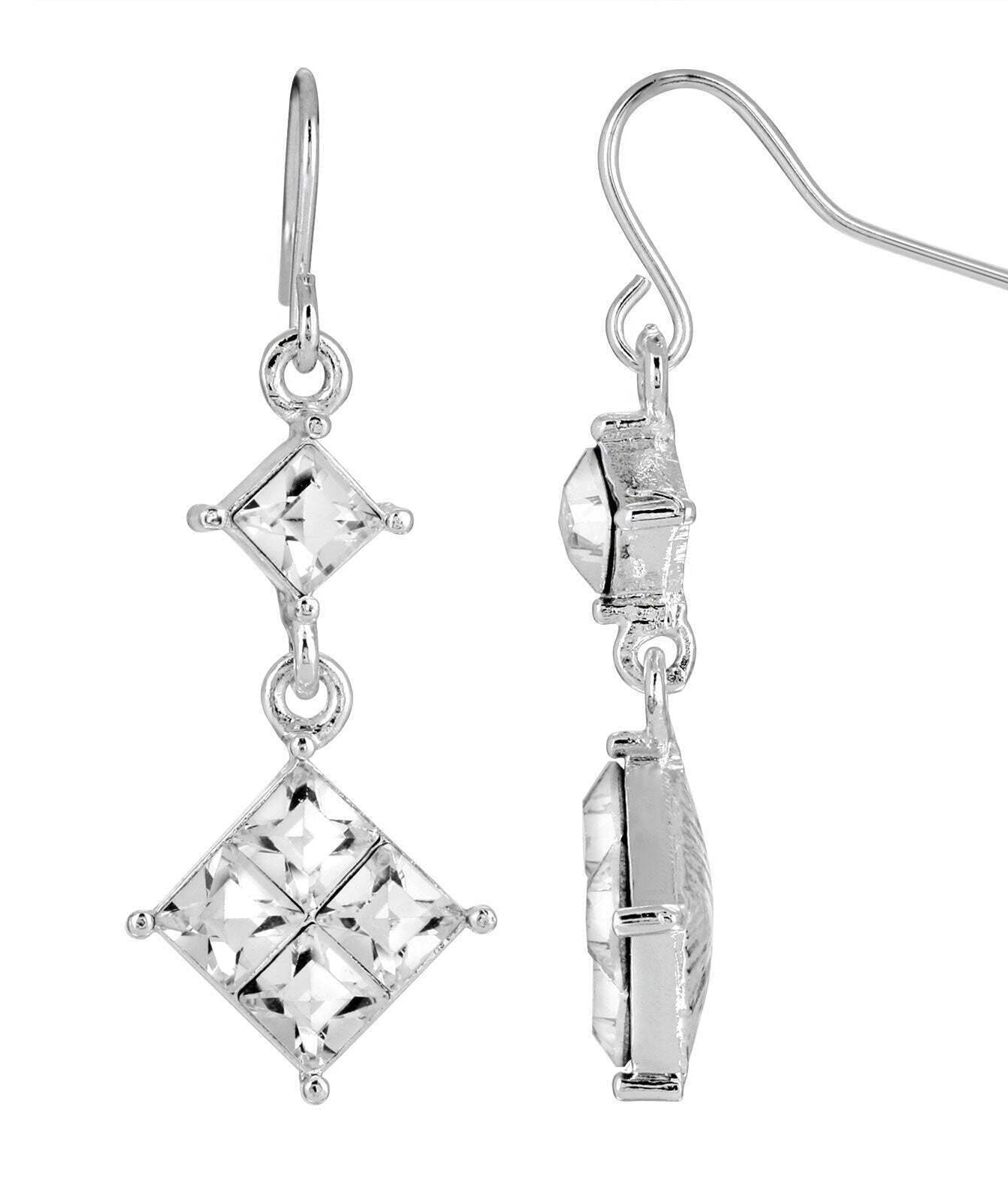 1928 Jewelry Austrian Crystal Diamond Shape Drop Earrings
