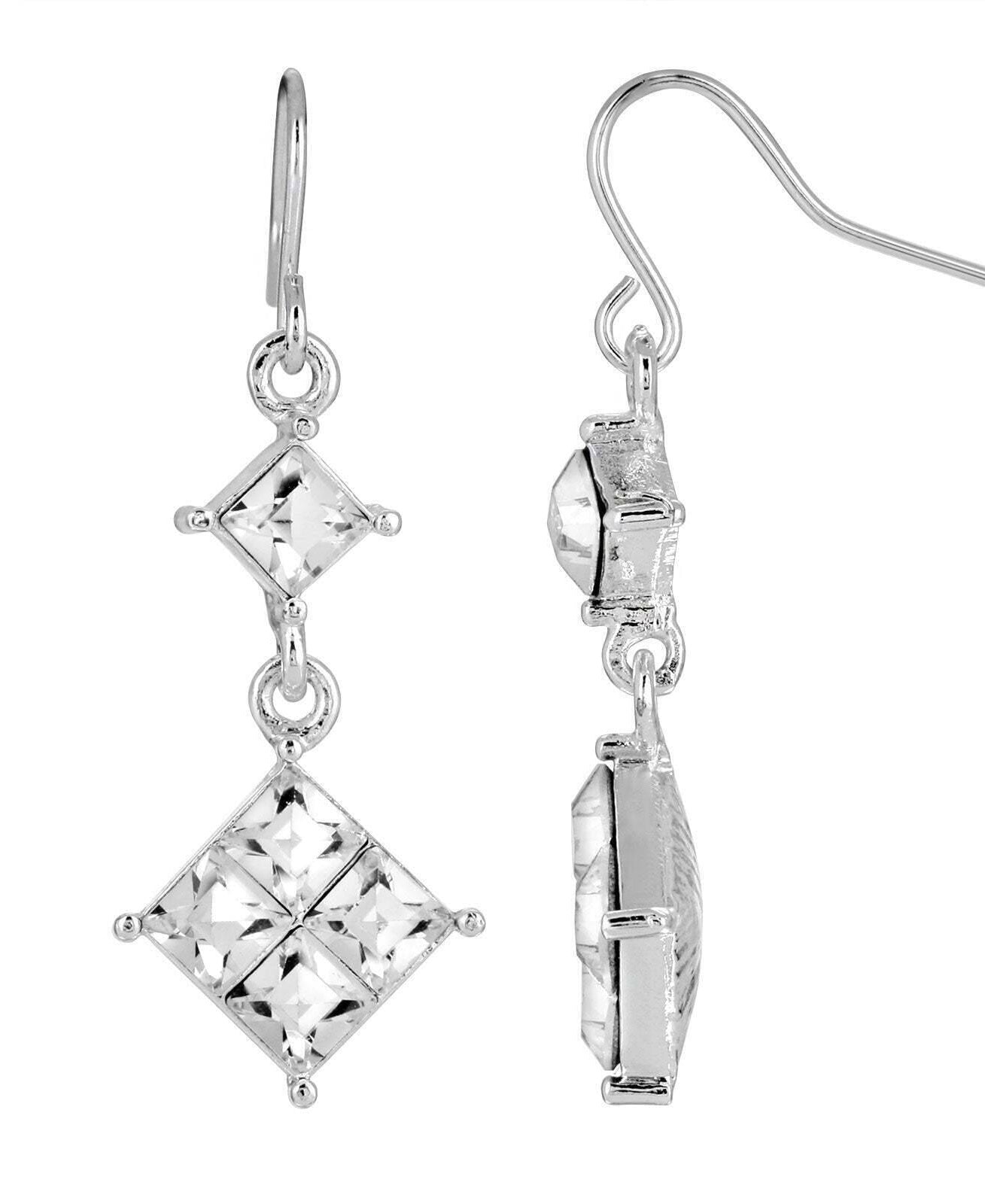 1928 Jewelry Austrian Crystal Diamond Shape Drop Earrings