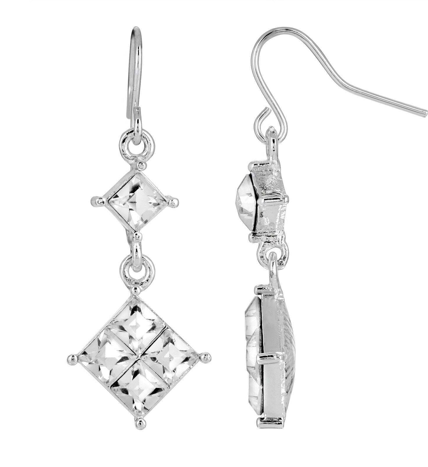 1928 Jewelry Austrian Crystal Diamond Shape Drop Earrings