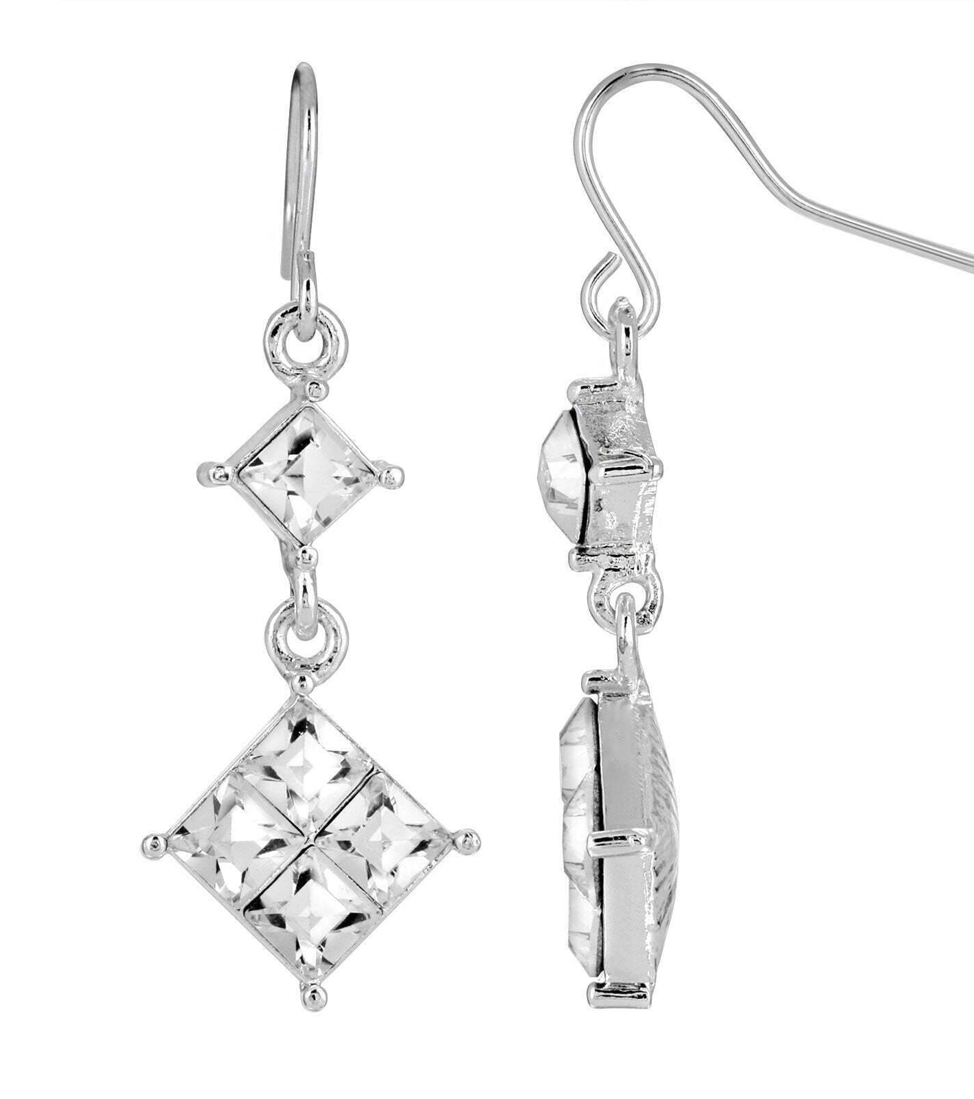 1928 Jewelry Austrian Crystal Diamond Shape Drop Earrings