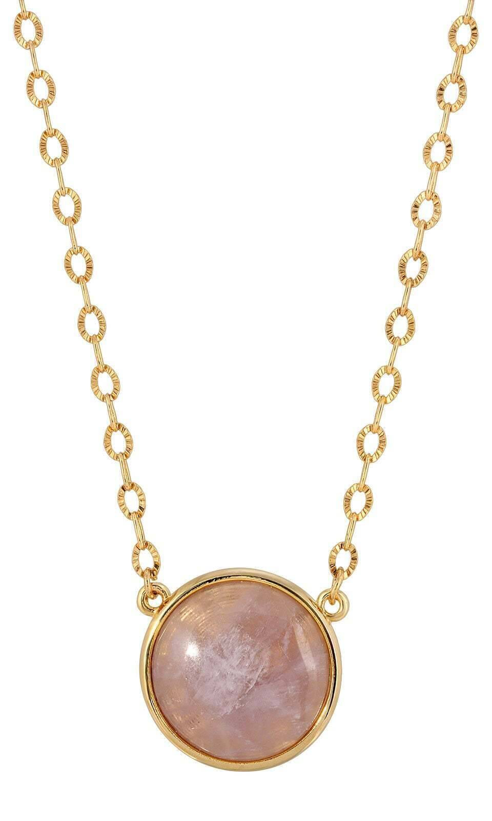 1928 Jewelry Round Cabochon Gemstone Pendant Necklace 16" + 3" Extender