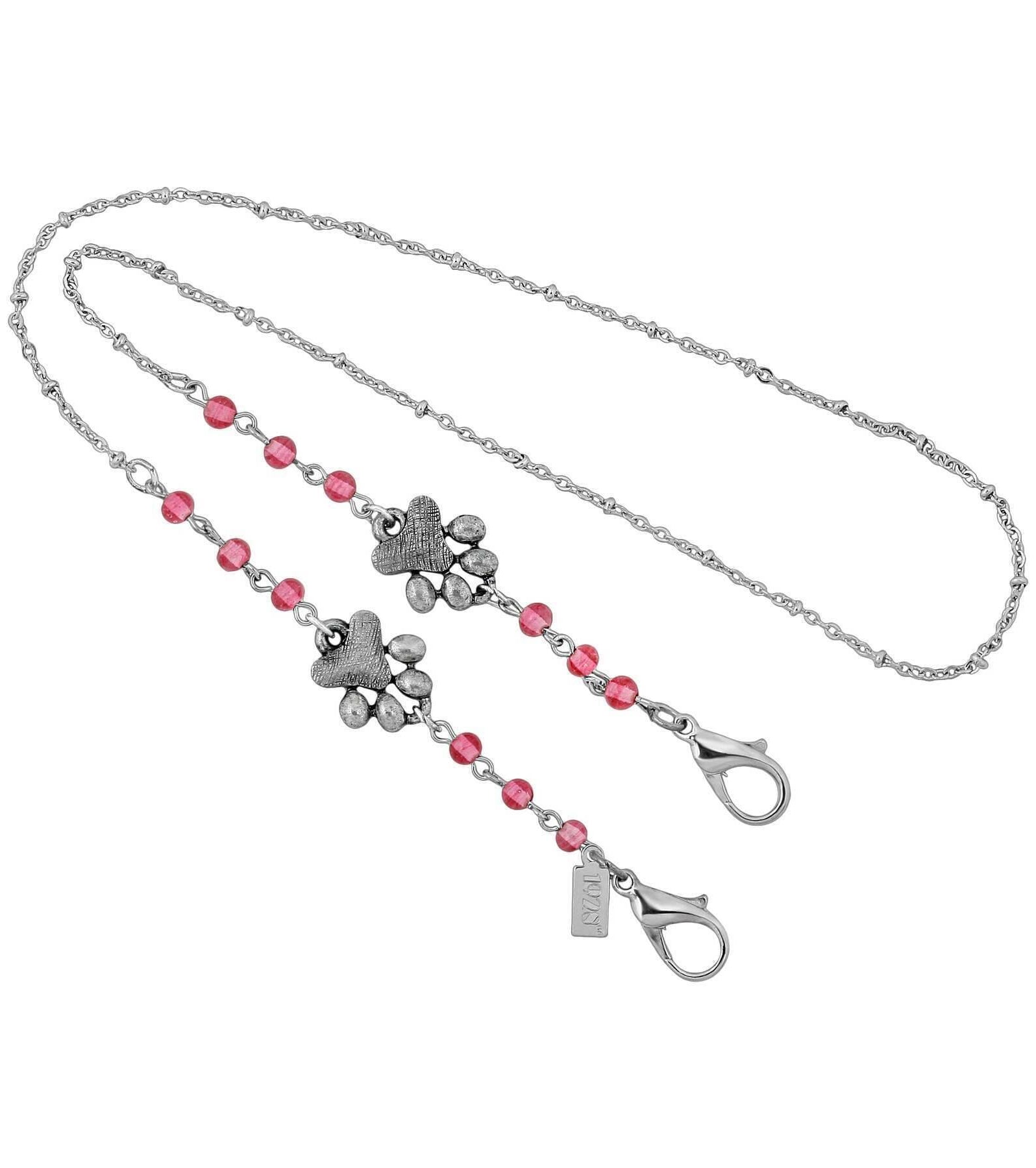 1928 Jewelry Dog Paw & Beaded Face Mask Chain Holder 22 Inch