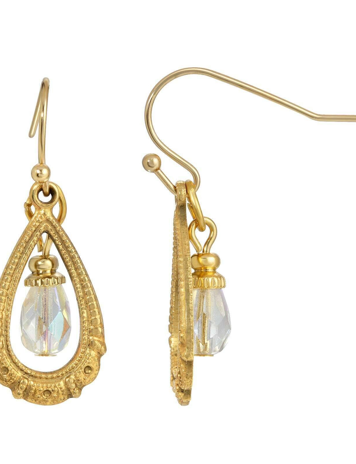1928 Jewelry Elegancia Antigua Teardrop Crystal Dangle Earrings
