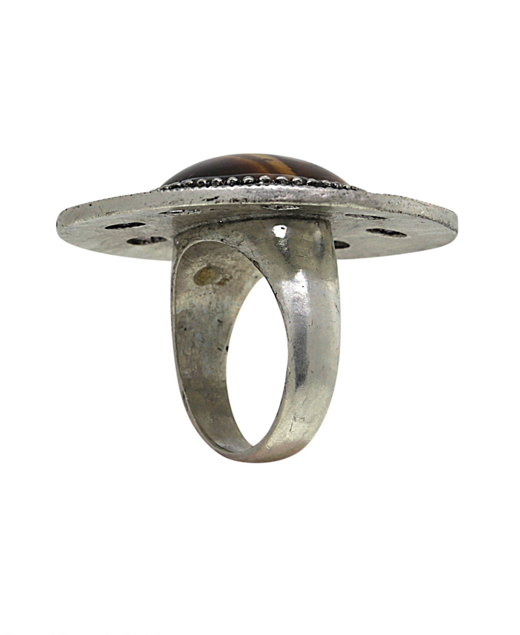 T.R.U. Aztec Mandala Gemstone Tigers Eye Ring