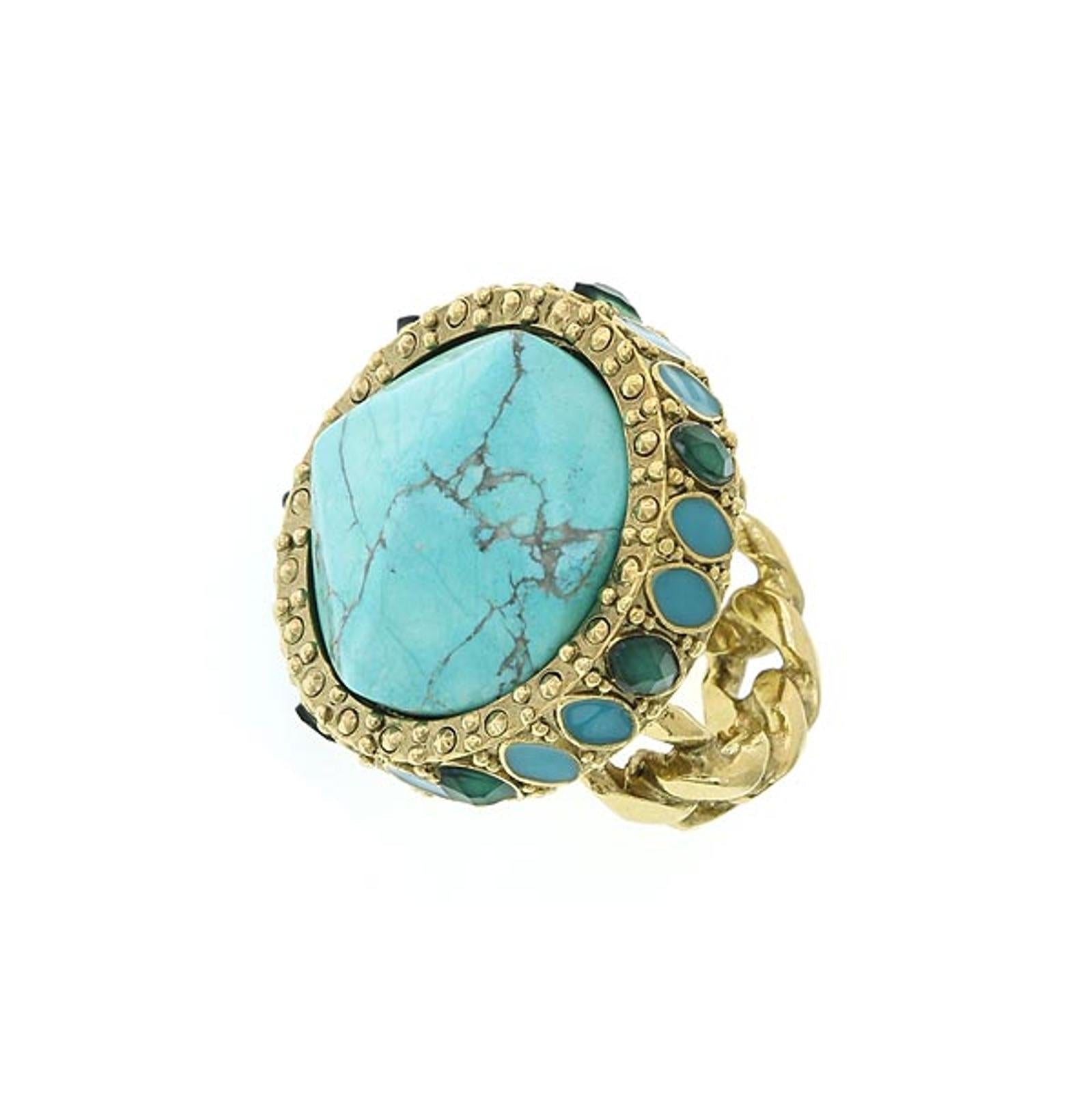 2028 Jewelry Oasis Green & Turquoise Stone Round Ring