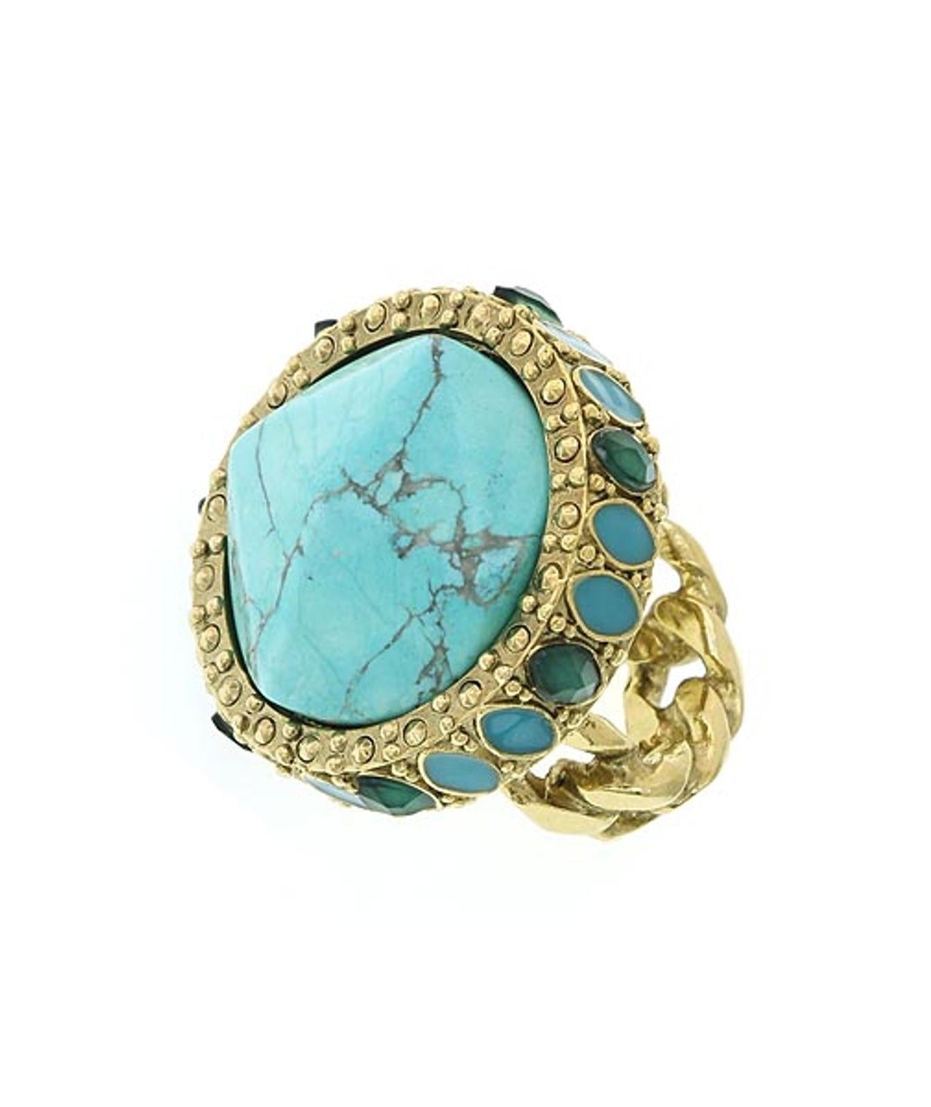 2028 Jewelry Oasis Green & Turquoise Stone Round Ring
