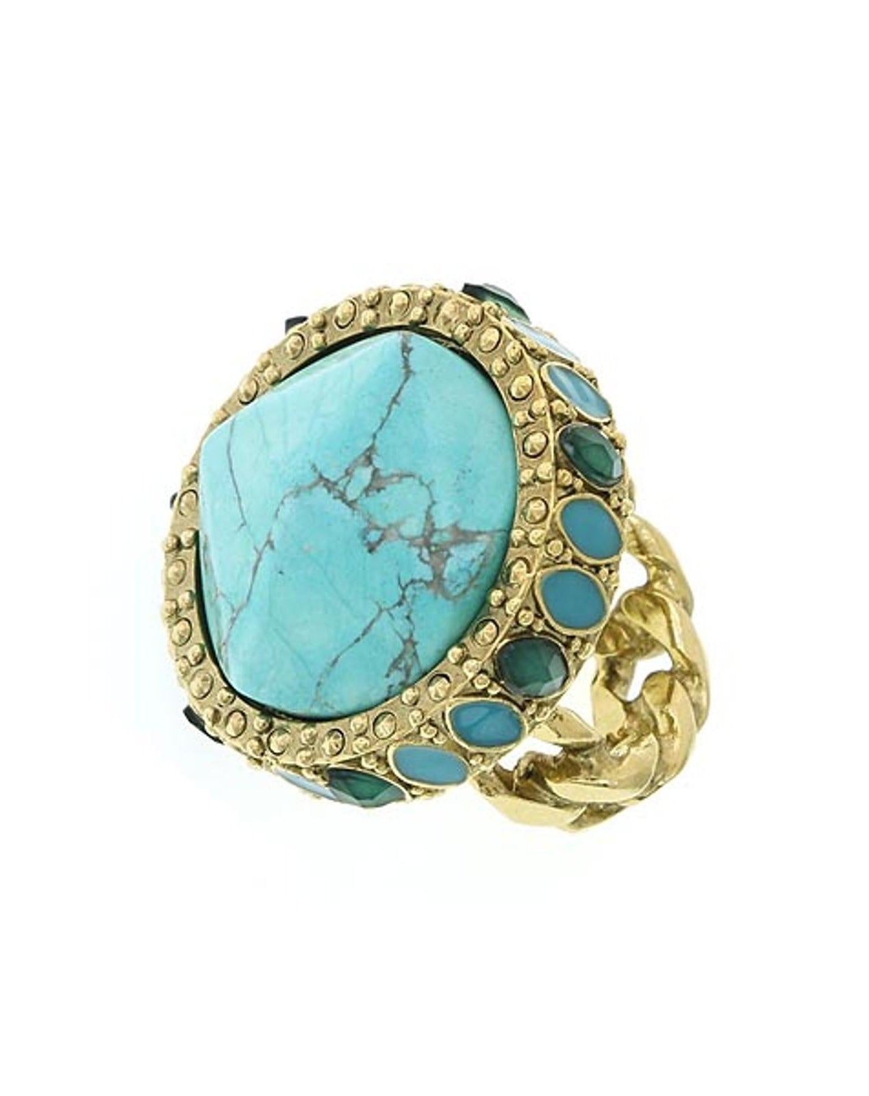 2028 Jewelry Oasis Green & Turquoise Stone Round Ring