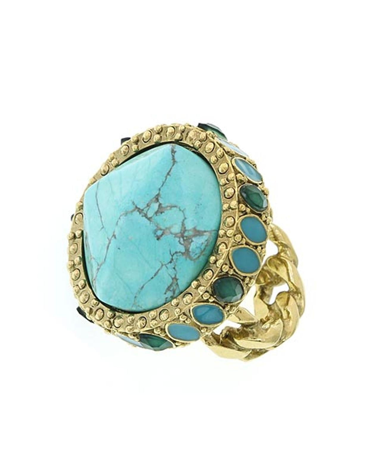 2028 Jewelry Oasis Green & Turquoise Stone Round Ring