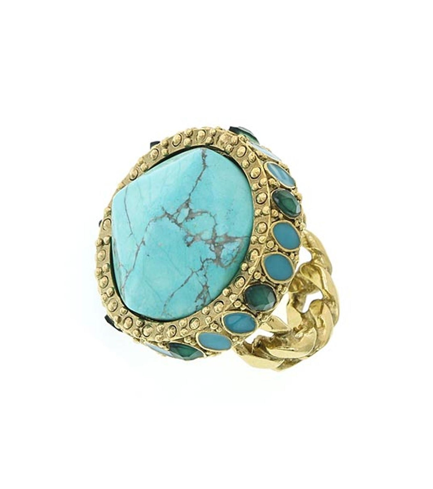 2028 Jewelry Oasis Green & Turquoise Stone Round Ring
