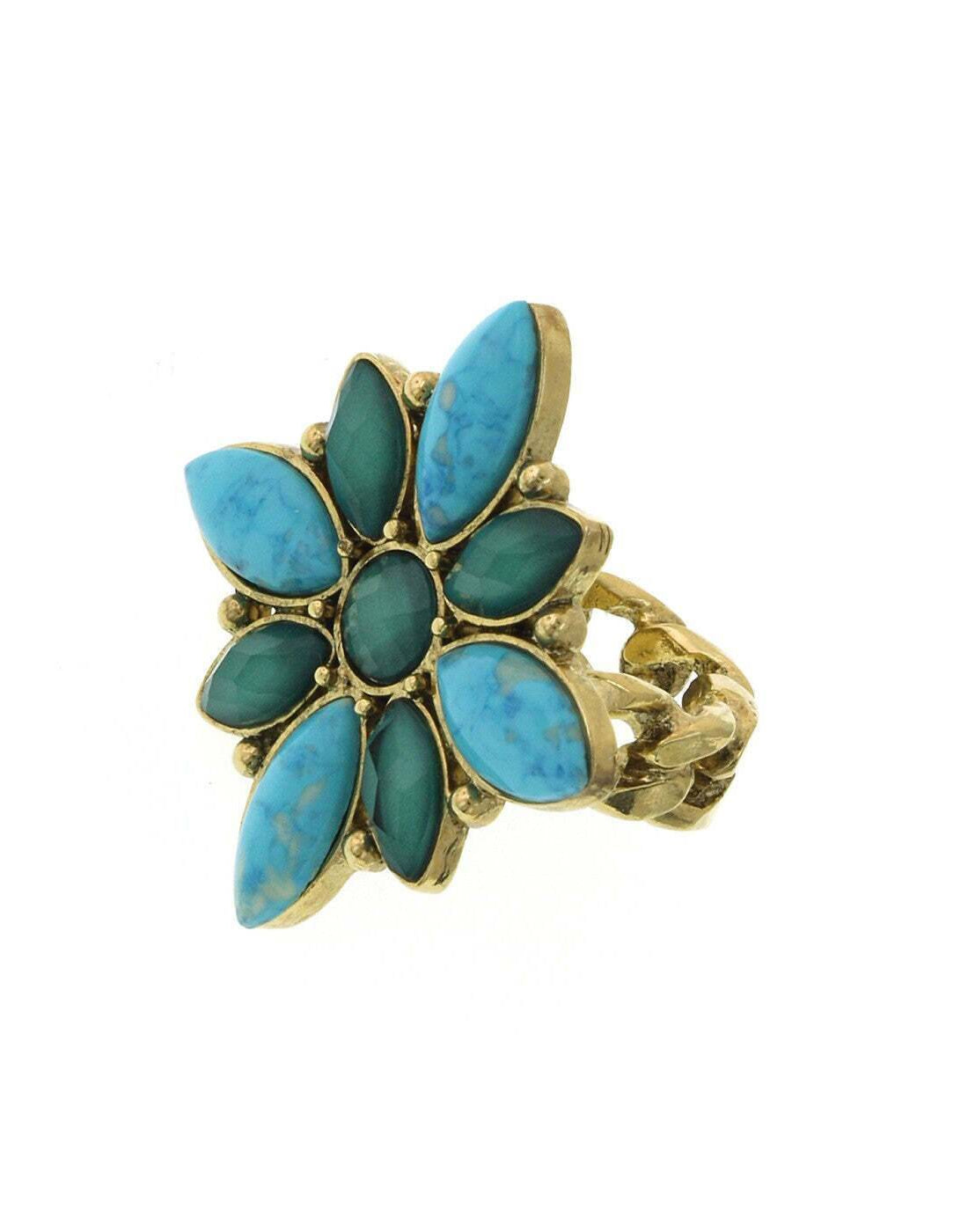 2028 Jewelry Oasis Green & Turquoise Stone Marquise Ring