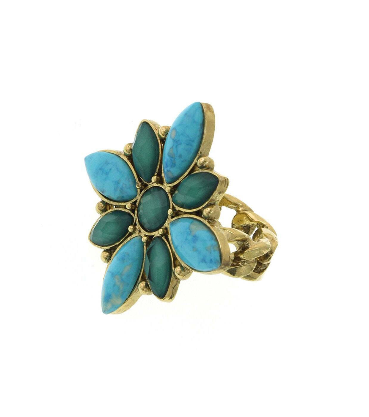 2028 Jewelry Oasis Green & Turquoise Stone Marquise Ring