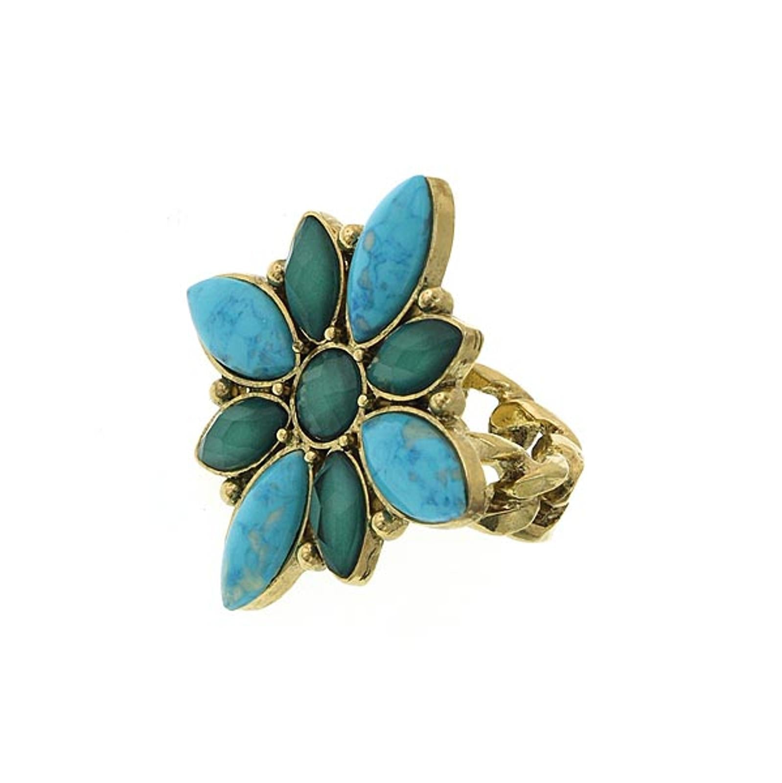 2028 Jewelry Oasis Green & Turquoise Stone Marquise Ring