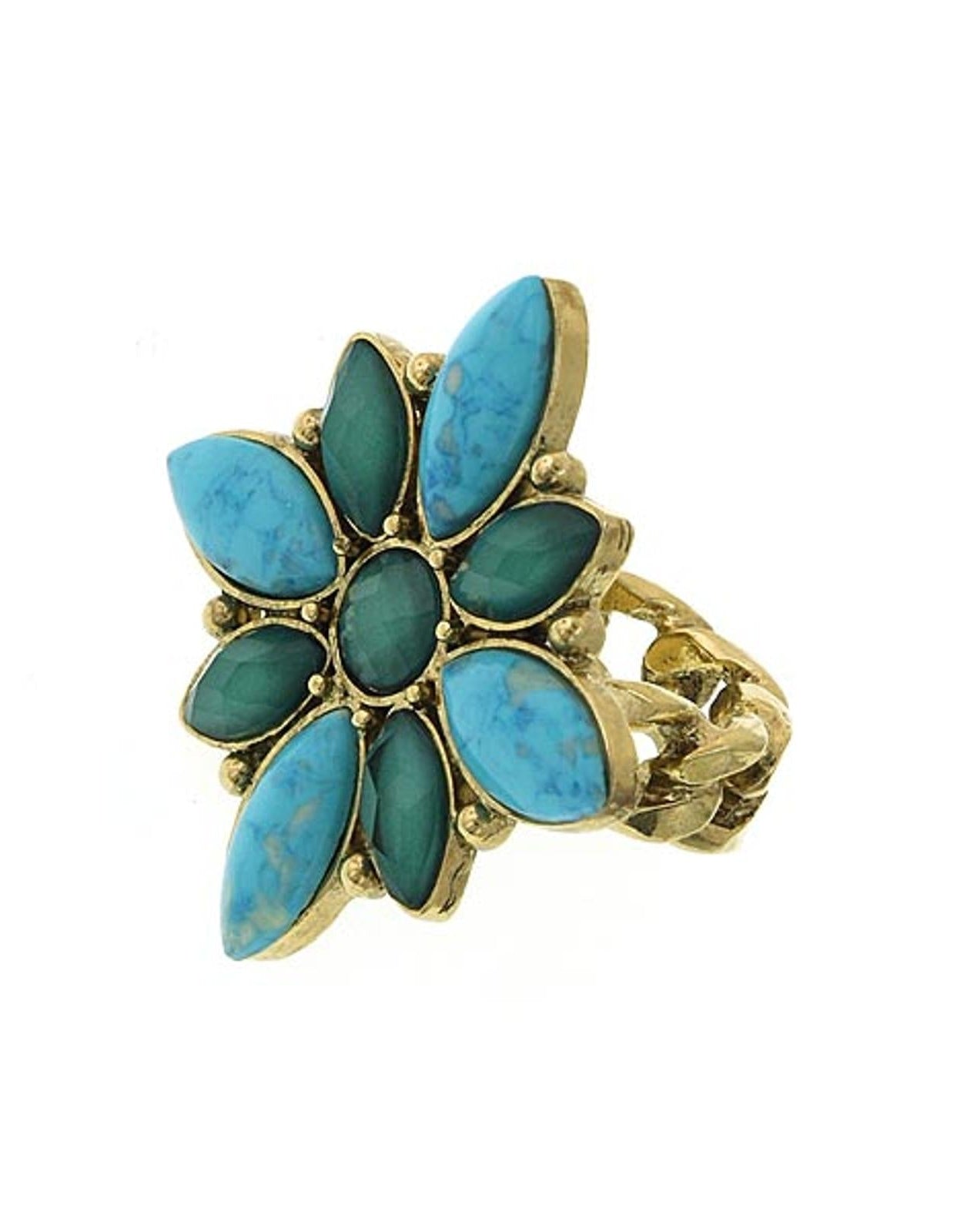 2028 Jewelry Oasis Green & Turquoise Stone Marquise Ring
