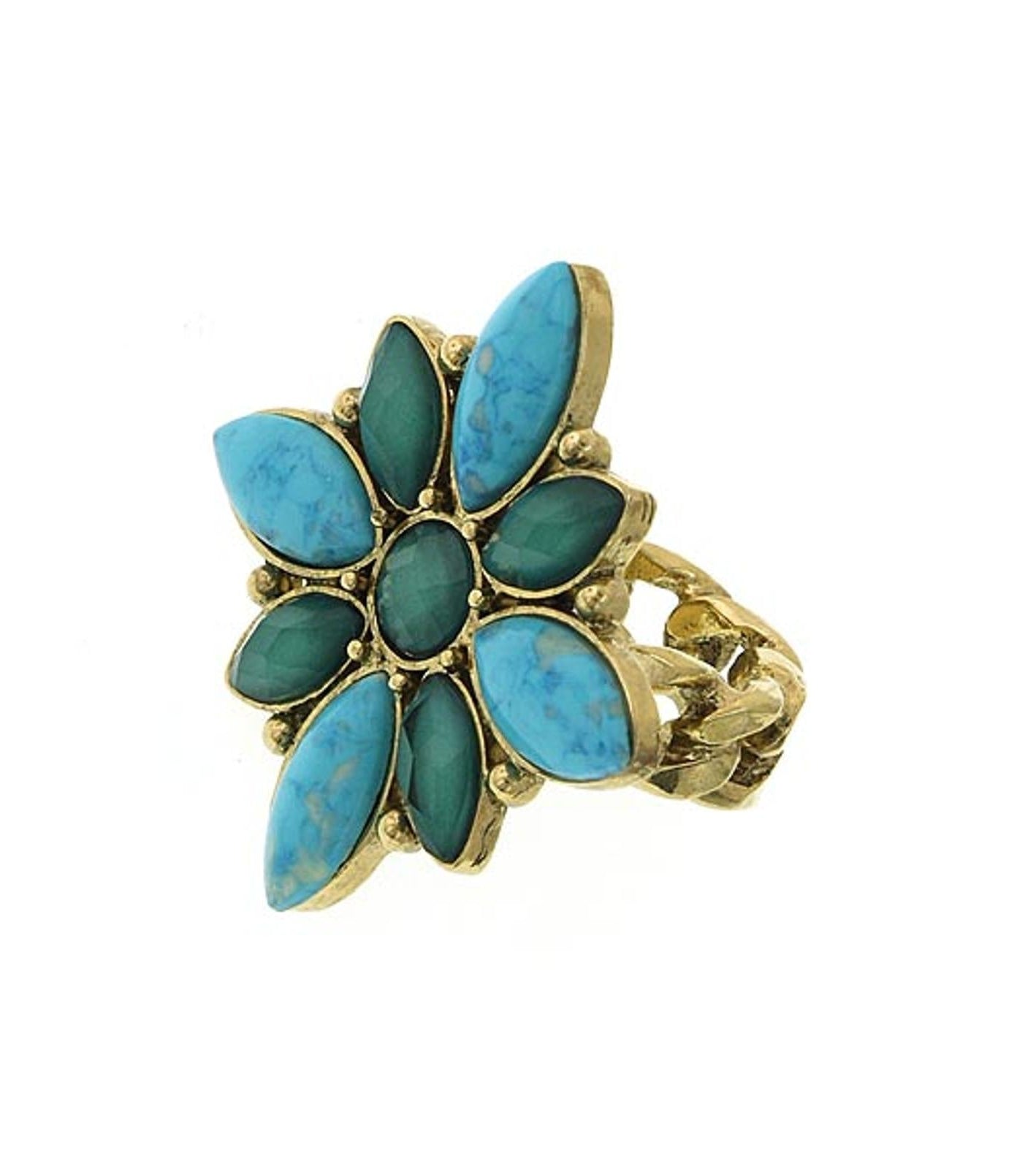 2028 Jewelry Oasis Green & Turquoise Stone Marquise Ring
